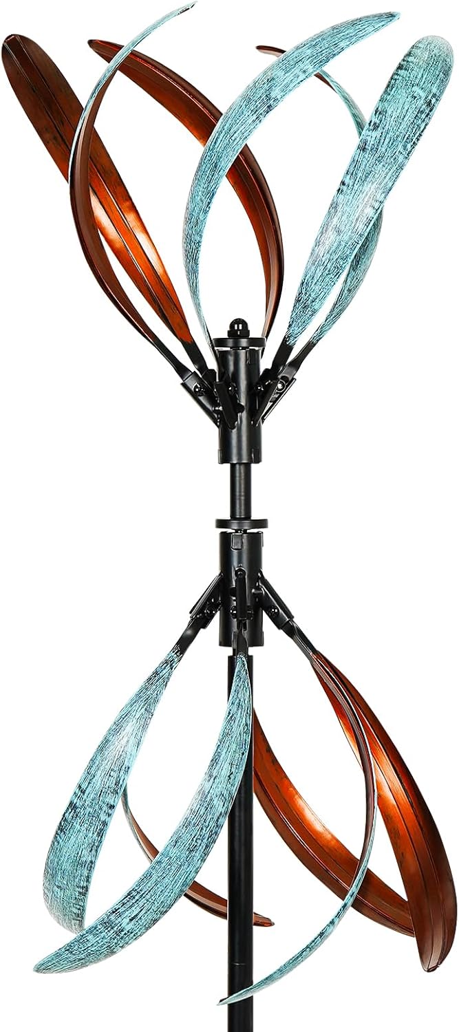 Wind Spinners Outdoor – Metal Large Wind Spinner with Stake for Yard and Garden, Garden Wind Sculptures & Spinners, Ideal Gift for Family (13” W x 70.5” H)