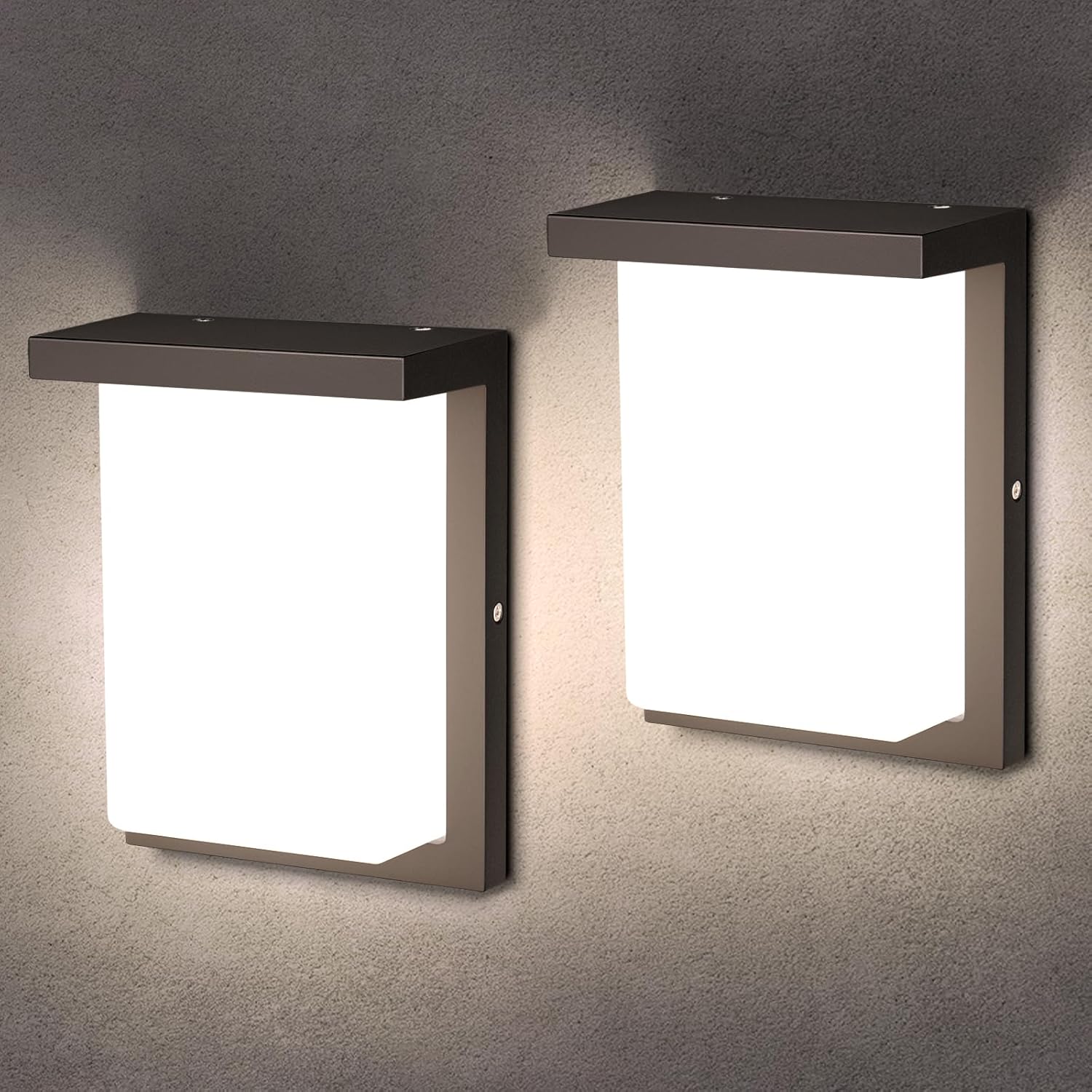 Modern Outdoor Wall Lights, LED 3CCT Selectable, IP65 Waterproof | Exterior Wall Sconce 15W LED offers 3000K, 4000K or 6000K light, ETL listed for front door, garage, patio and porch