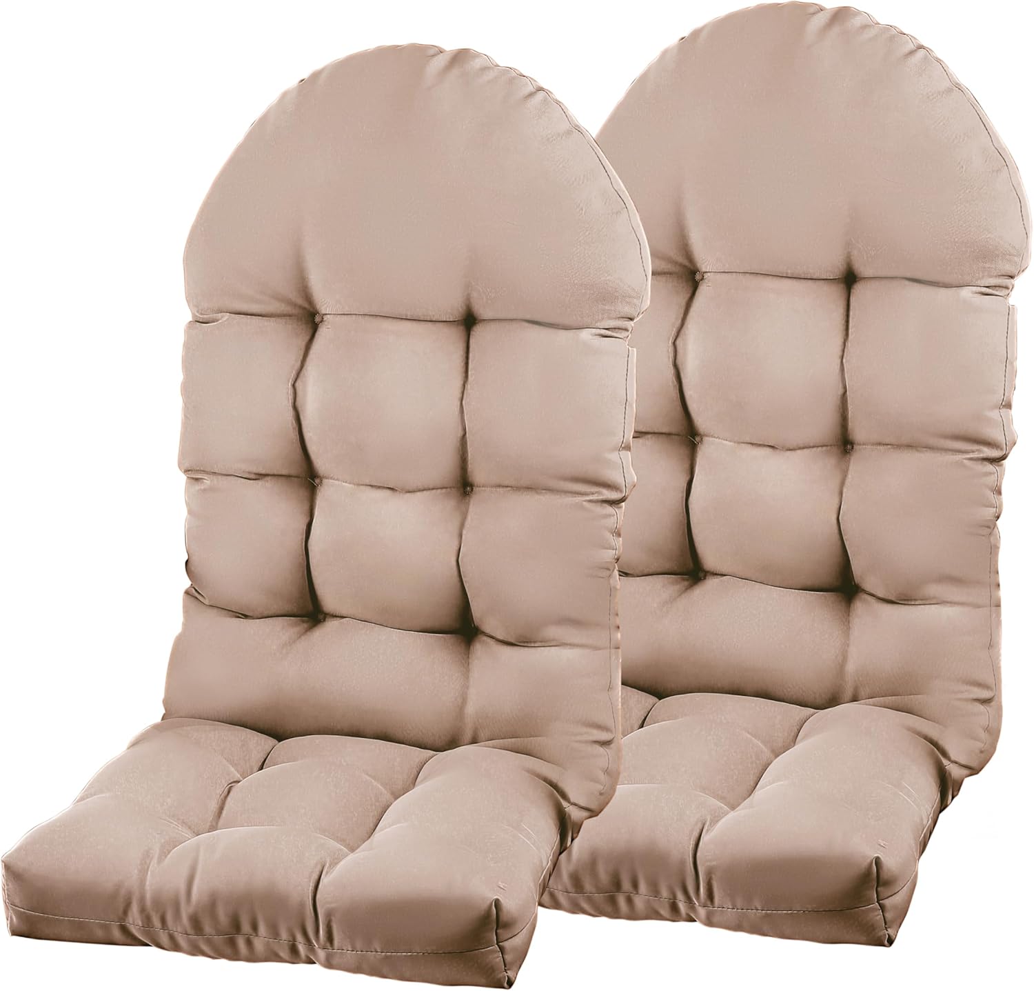 Adirondack Chair Cushion, Rocking Chair Cushion 44×19.4×4 inch, High Back Patio Cushions of Upper and Lower with Ties, Sunscreen and Fade-Resistant (Beige, 2)