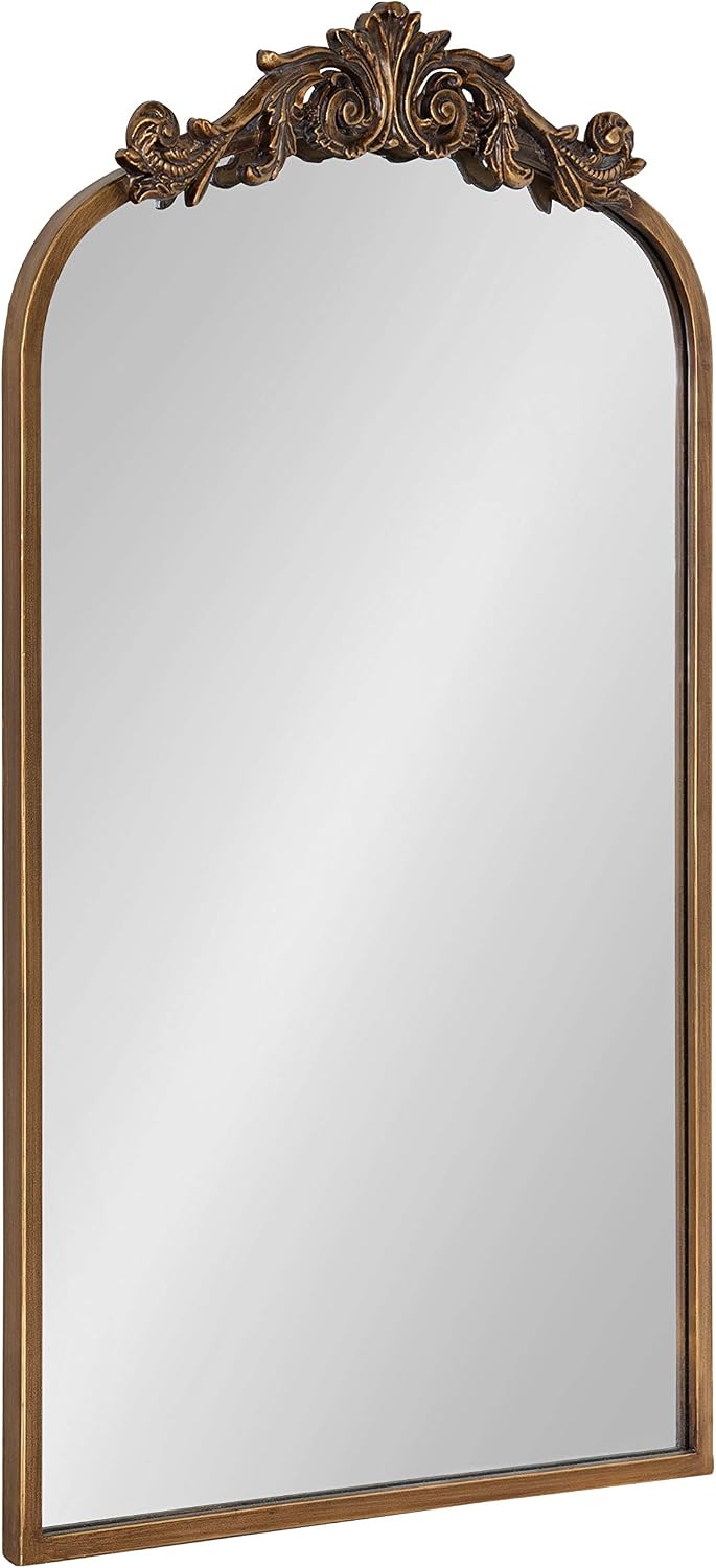 Kate and Laurel Arendahl Traditional Arch Mirror, 19 x 31 , Gold, Baroque Inspired Wall Decor