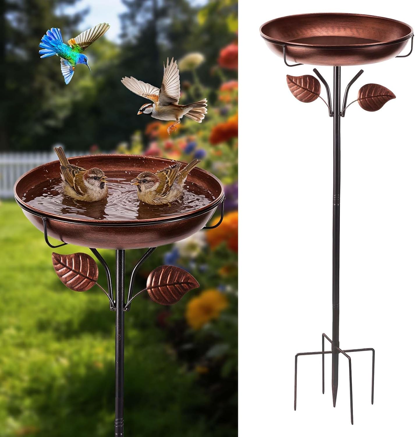 Metal Bird Bath for Outside,Outdoor Removable,40” Tall