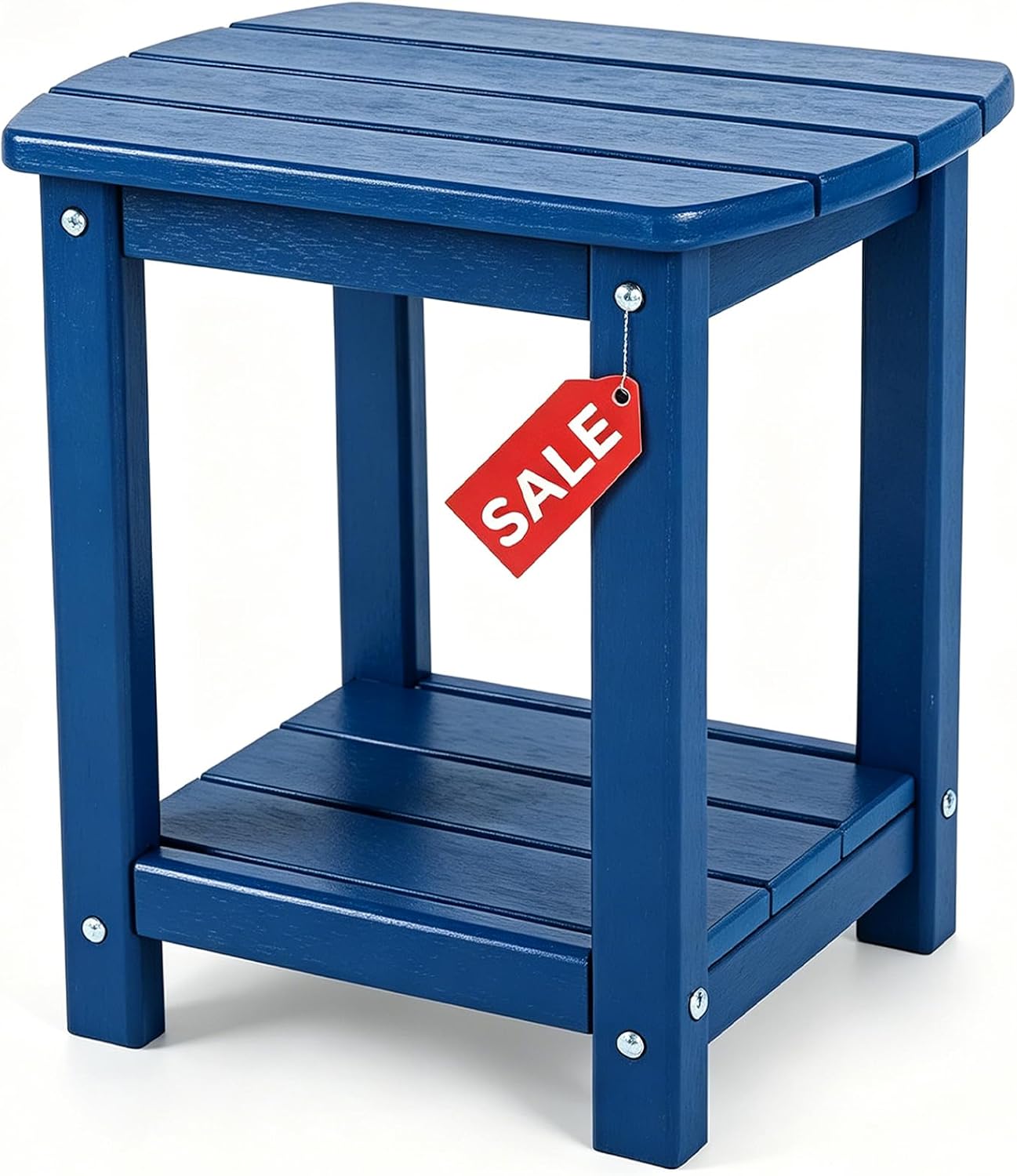 Adirondack Square Outdoor Side Table,2-Tier Storage Patio Side Table, HDPE End Tables for Backyard Pool Porch Garden Lawn