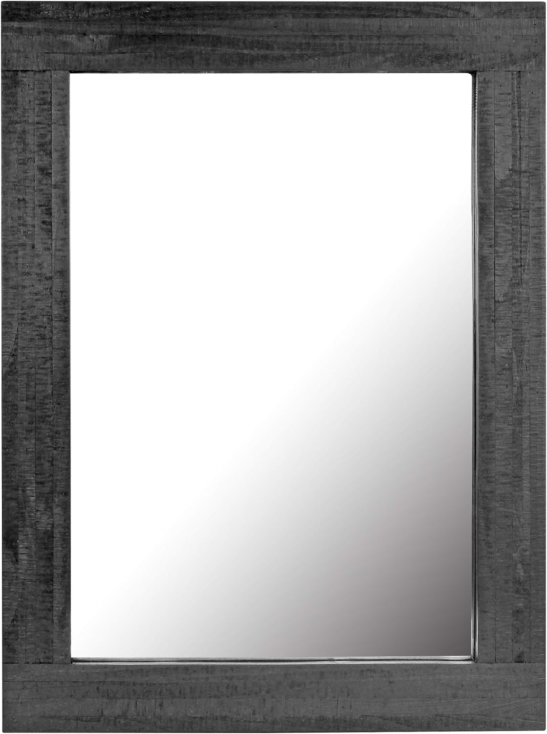 Stonebriar 24″ x 18″ Rectangle Black Wood Frame Wall Mirror with Attached Hanging Brackets, Decorative Country Rustic Decor for The Living Room, Bedroom, Bathroom, Hallway, and Entryway