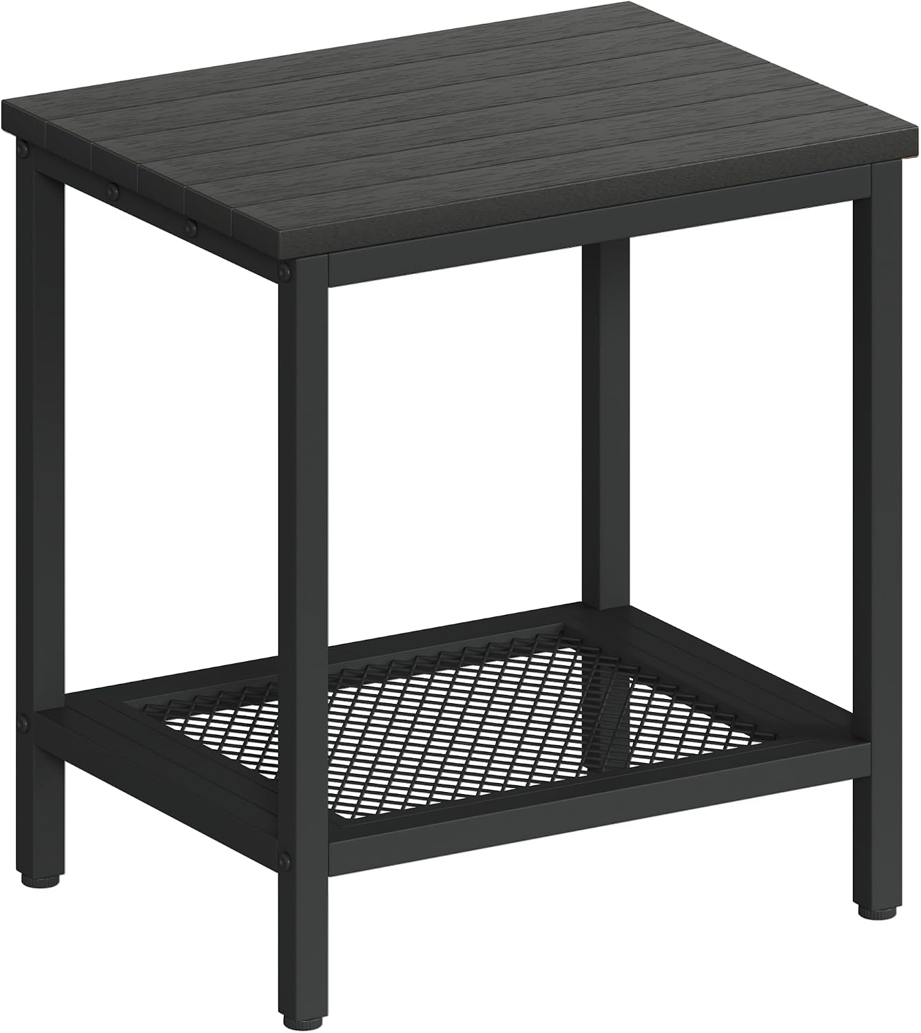 Outdoor Side Table with Storage 2-Tier Patio End Tables Black | Outdoor Accent Table Small Side Table For Pool, Deck, Garden