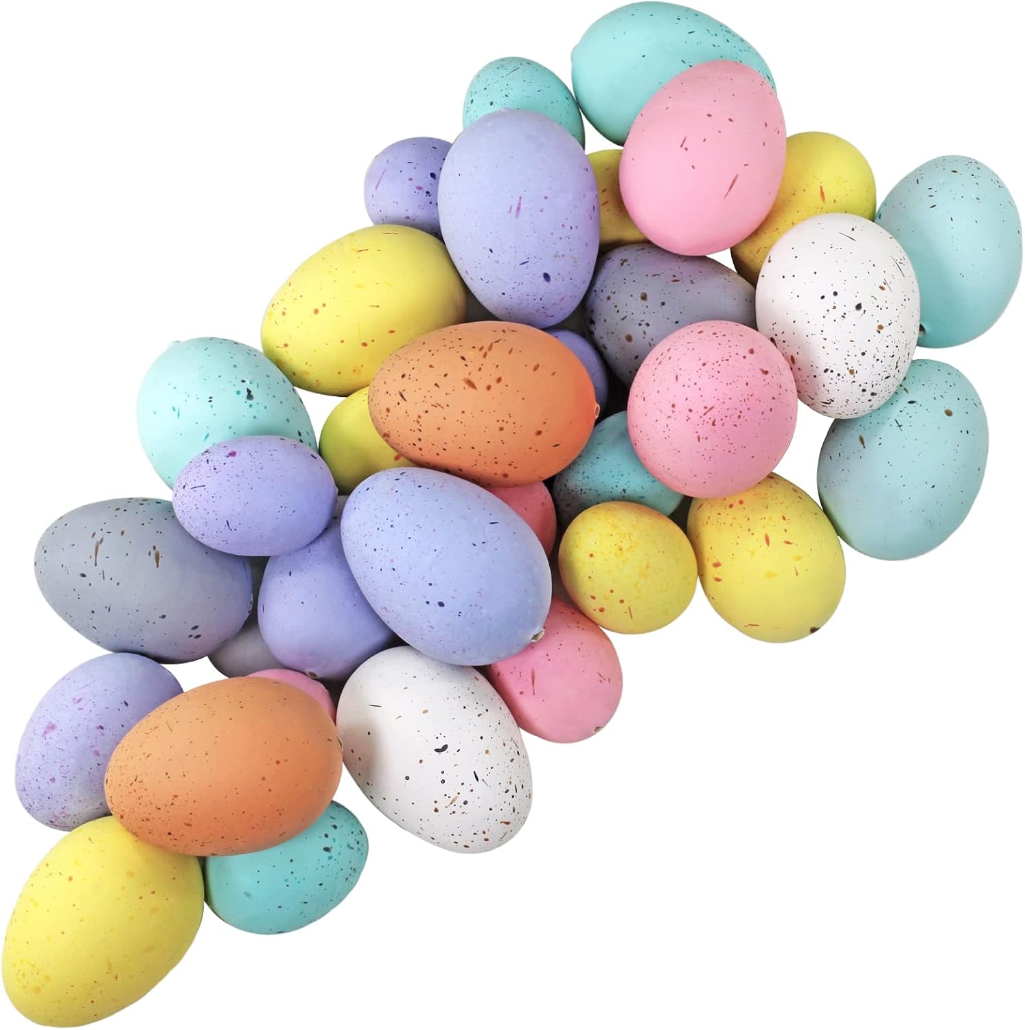 Winlyn 32 Pcs Assorted Faux Foam Speckled Eggs – Decorative Pastel Eggs for DIY Easter Wreath, Centerpiece, Bowl, Basket Fillers, Party Favors, Gifts, Spring, Home, Wedding, Table Decor