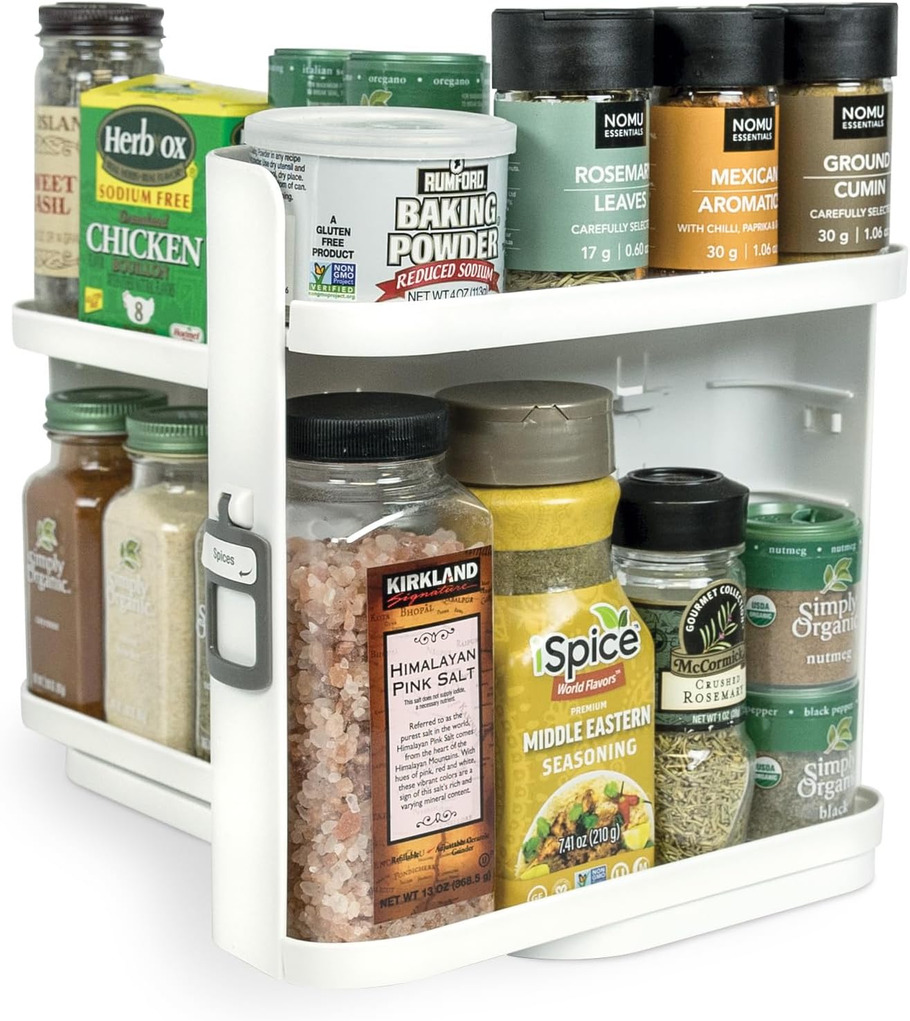 Cabinet Caddy SNAP! Spice Rack Organizer for Cabinet – Slide & Rotate Seasoning Organizer – 4 Snap-In Adjustable Shelves for 5 Tier of Storage – Magnetic Modular Design – 8.9”H x 6.1”W x 10.8”D