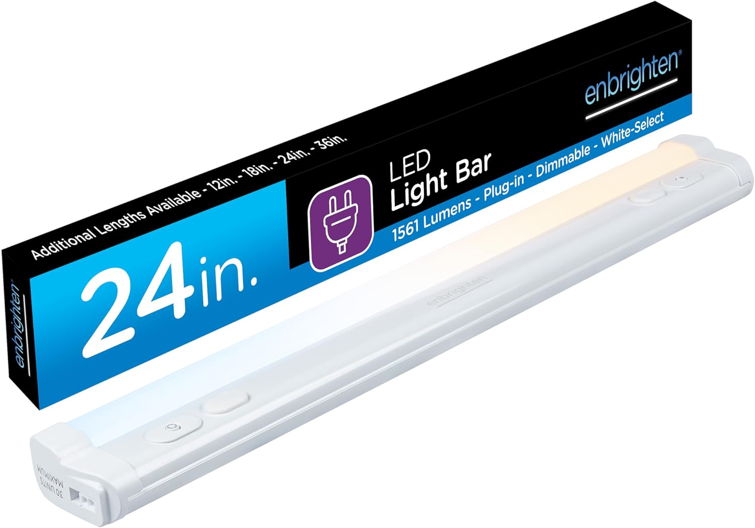 Enbrighten 24 Inch Plug in Under Cabinet Light with 5 Color Temperatures | Dimmable 1561 Lumens, Soft White to Daylight Lighting, One-Touch Sync Linkable Under Cabinet Lighting for Kitchen, ETL Listed