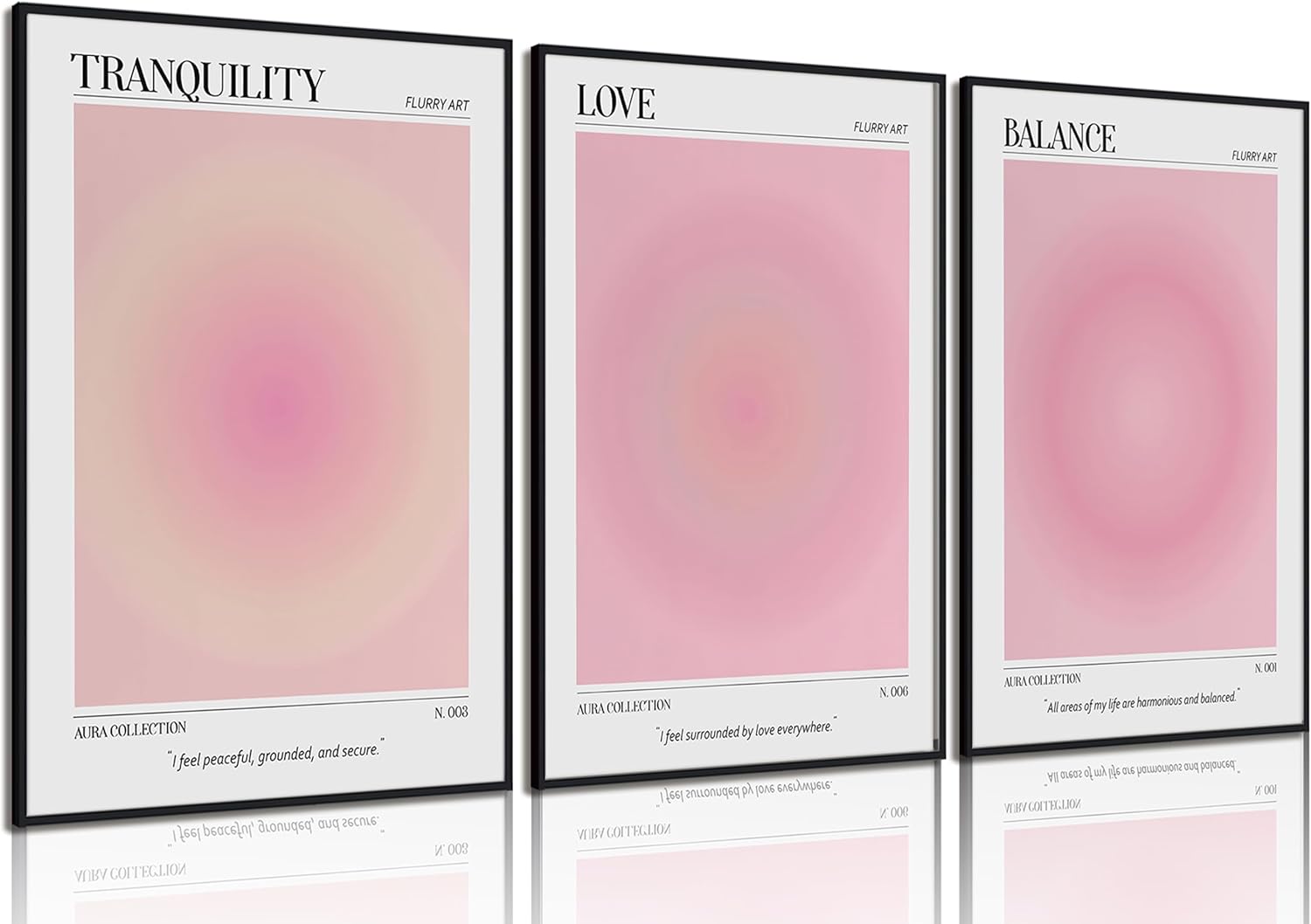 3pcs Pink Aura Collection Gradient Canvas wall art Positive Minimalist Fluppy Art Picture Wall Decor Trendy Aesthetic Poster Print Artwork for Bedroom, Living Room, girls room Home Decoration【UNFRAMED】