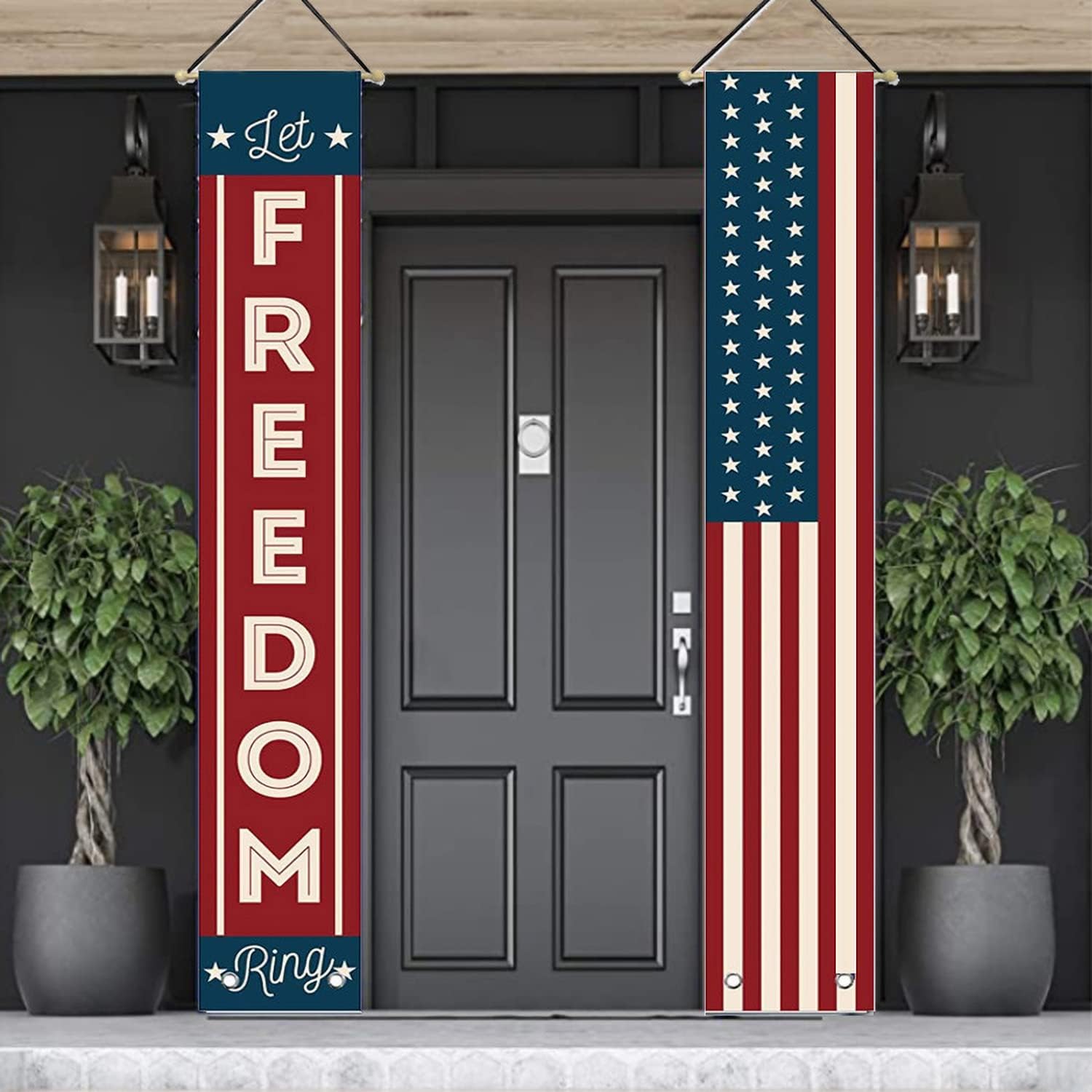4th of July Decorations Outdoor Patriotic Memorial Day Decor, Independence Veterans Labor Day Hanging American Flag Banner Wreath, Stars and Stripes Porch Sign Party Supplies – 2026 250 Birthday