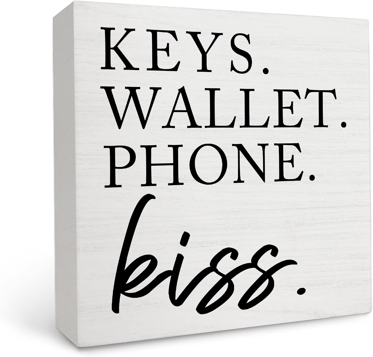 Entryway Table Decor Wooden Box Sign, Keys Wallet Phone Kiss Wood Box Sign Desk Decor, Entry Way Decor,Entry Way Table Home Decor