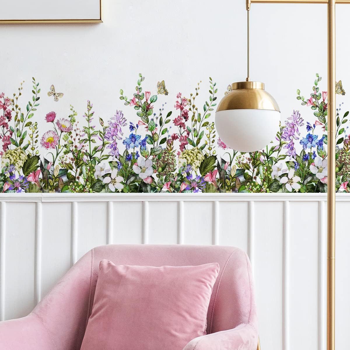 4 Pieces Flowers Wall Decals Vinyl Flowers Wall Stickers Removable Floral Murals Peel and Stick Colorful Flower Decor for Girls Bedroom Living Room Nursery (Vibrant)