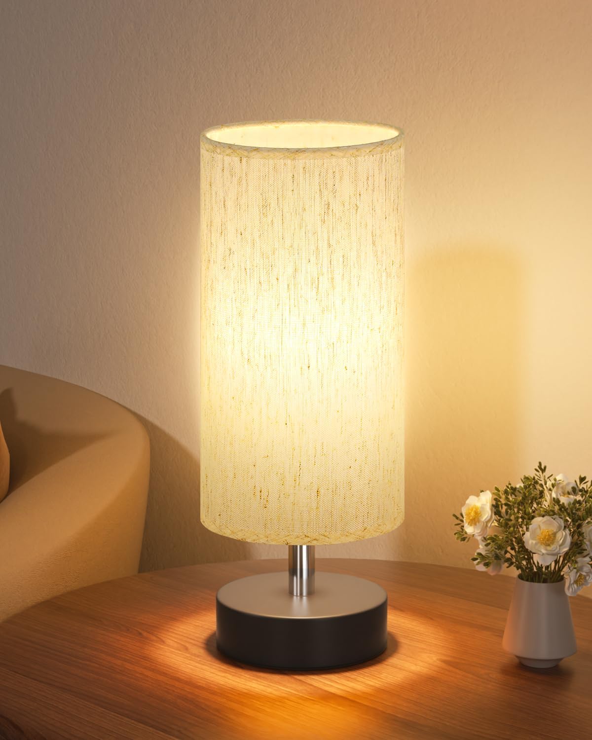 PartageiZ Small Table Lamp for Bedroom – Bedside Lamps for Night Stands, Minimalist Nightstand Light Lamp, Desk Lamps for Living Room, Office, Dorm