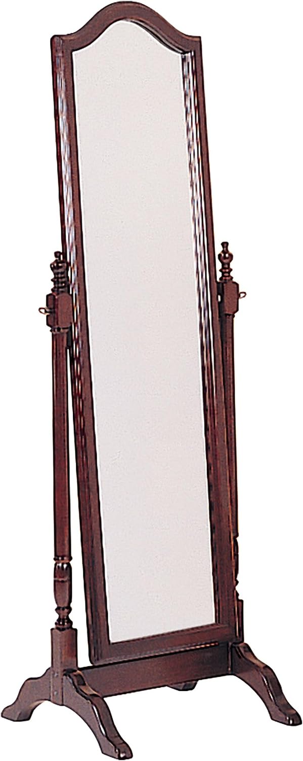 Coaster Home Furnishings – Cabot – Wood – Cheval Standing Mirror with Swivel Base, Full-Length Viewing and Arched Top – Bedroom, Entryway & Dressing Area – Merlot – 3103