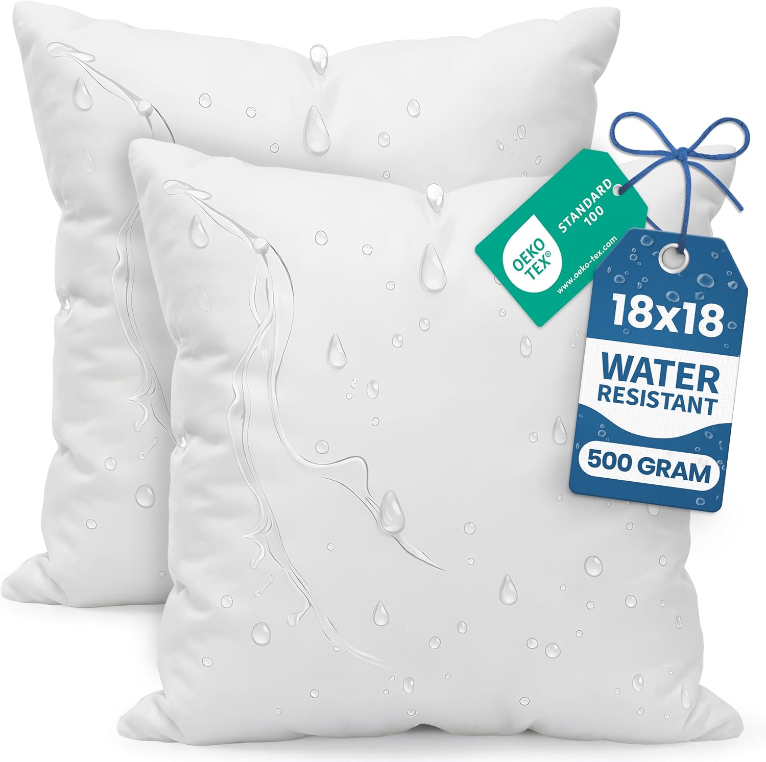 Utopia Bedding 18×18 Outdoor Pillows, Water Resistant Throw Pillows, 2-Pack | Outdoor Throw Pillows, Water Repellent, Decorative Pillow for Patio Furniture & Porches, Plush & Supportive, Pack of 2, White