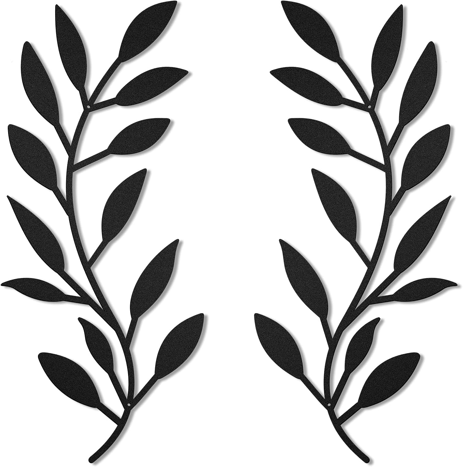 Zhengmy 2 Pieces Metal Tree Leaf Wall Decor Vine Olive Branch Leaf Wall Art Living Room, Hallway Wall Decor Outdoor Decoration (Black)