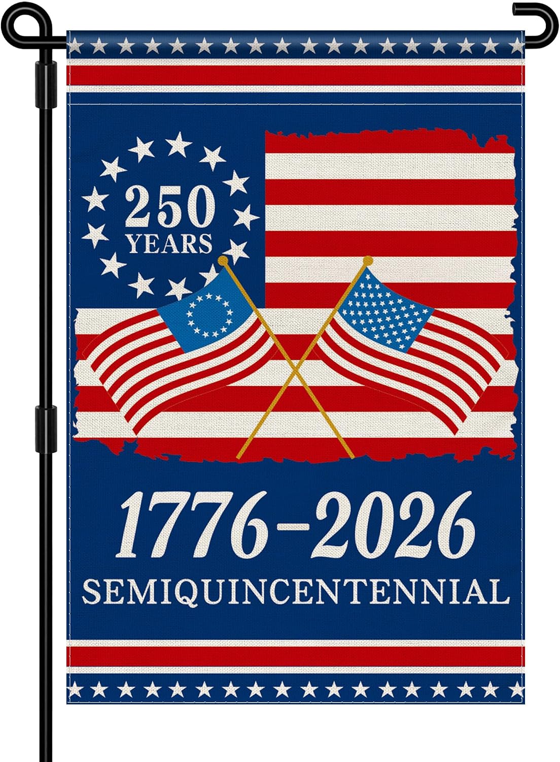 250th Anniversary America Garden Flag, 250 Anniversary USA Flag 1776-2026 Commemorative Patriotic 250 Years Banner 4th of July Yard Sign Double-Sided Waterproof Garden Flag 12×18 Inch