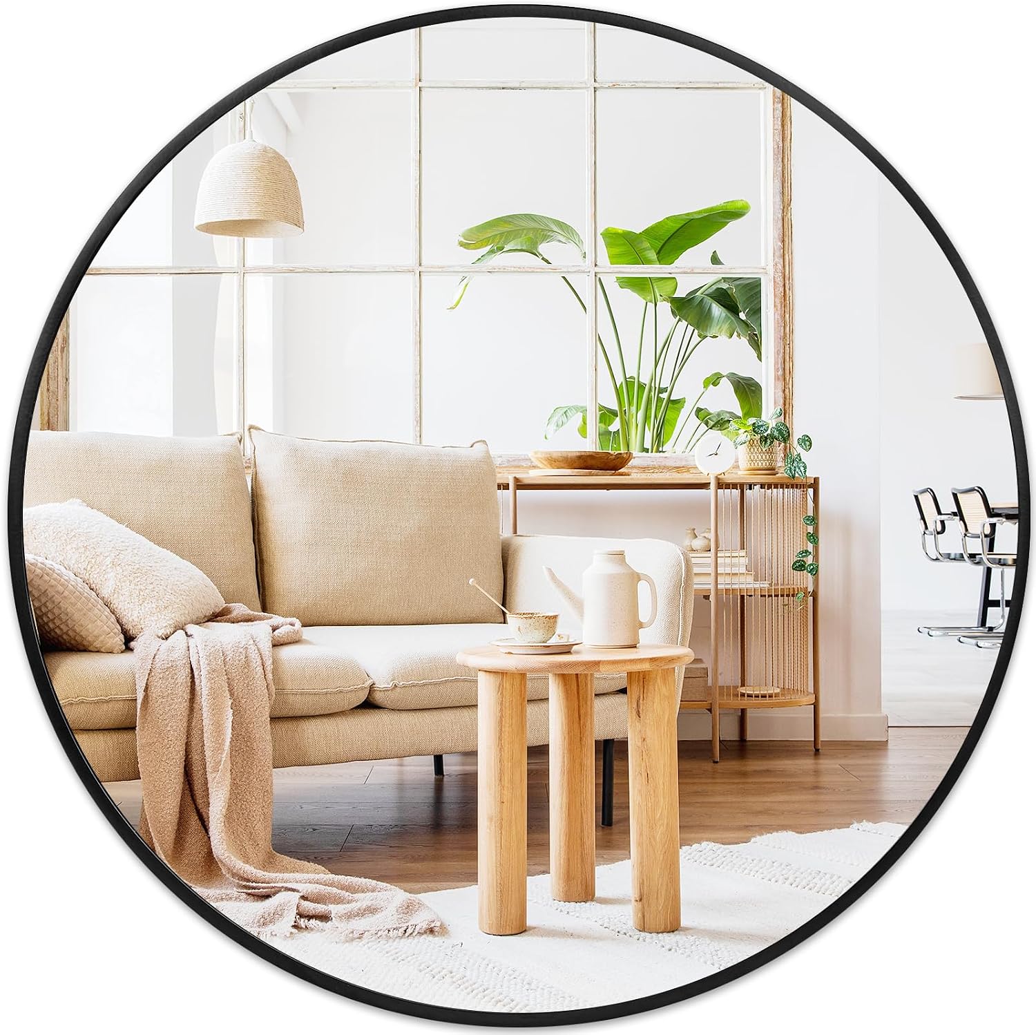 Fabuday Black Round Mirror 30 Inch – Large Circle Mirror for Bathroom, Living Room, Hallway, Entryway, Matte Aluminum Frame Circular Mirrors for Wall Decor