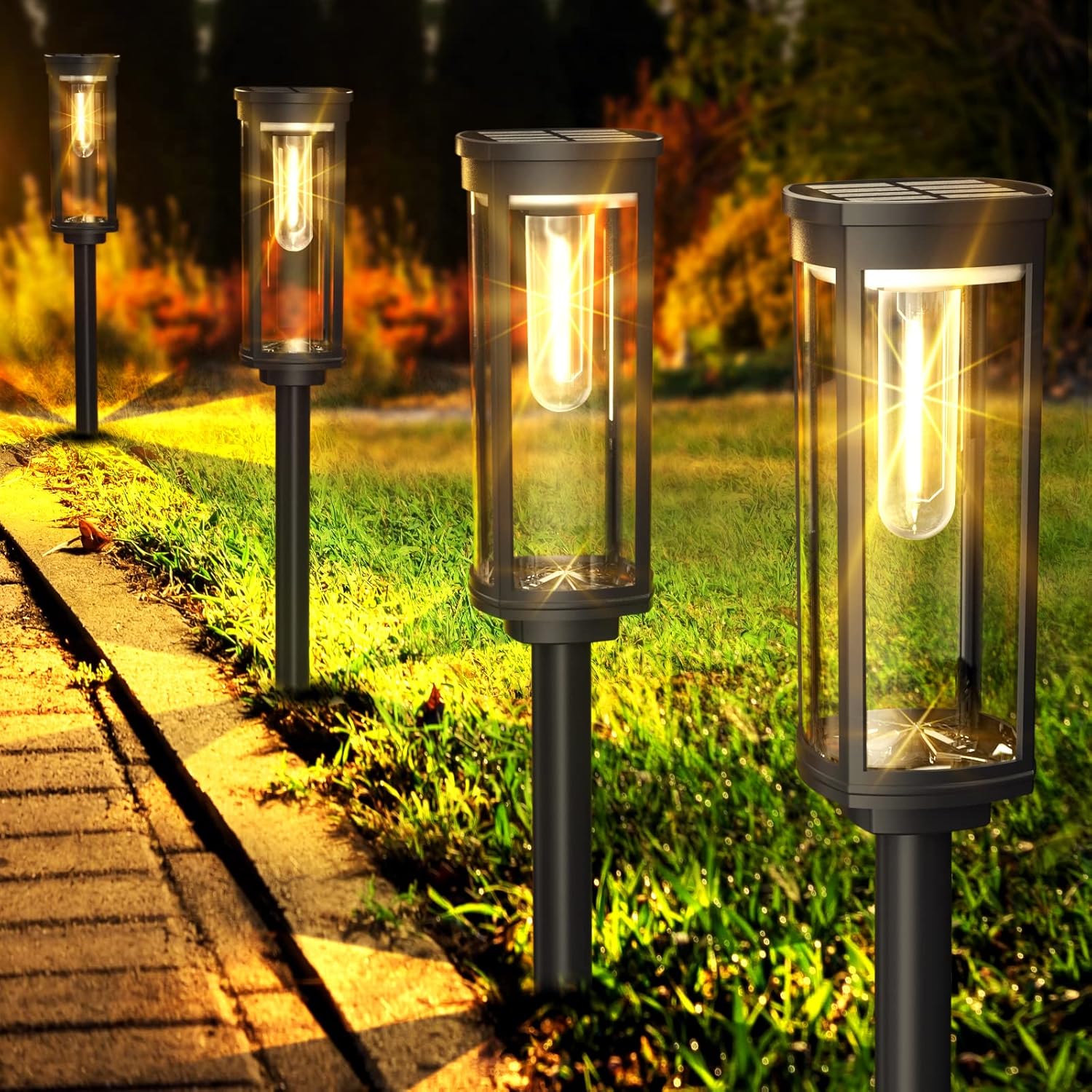 COXSENI Solar Pathway Lights Outdoor Waterproof Warm White, 6 Pack | Bright LED, 3000K, IP65, Solar Powered Landscape Lights for Path, Driveway, Lawn, Patio, Sidewalk, Yard, Walkway
