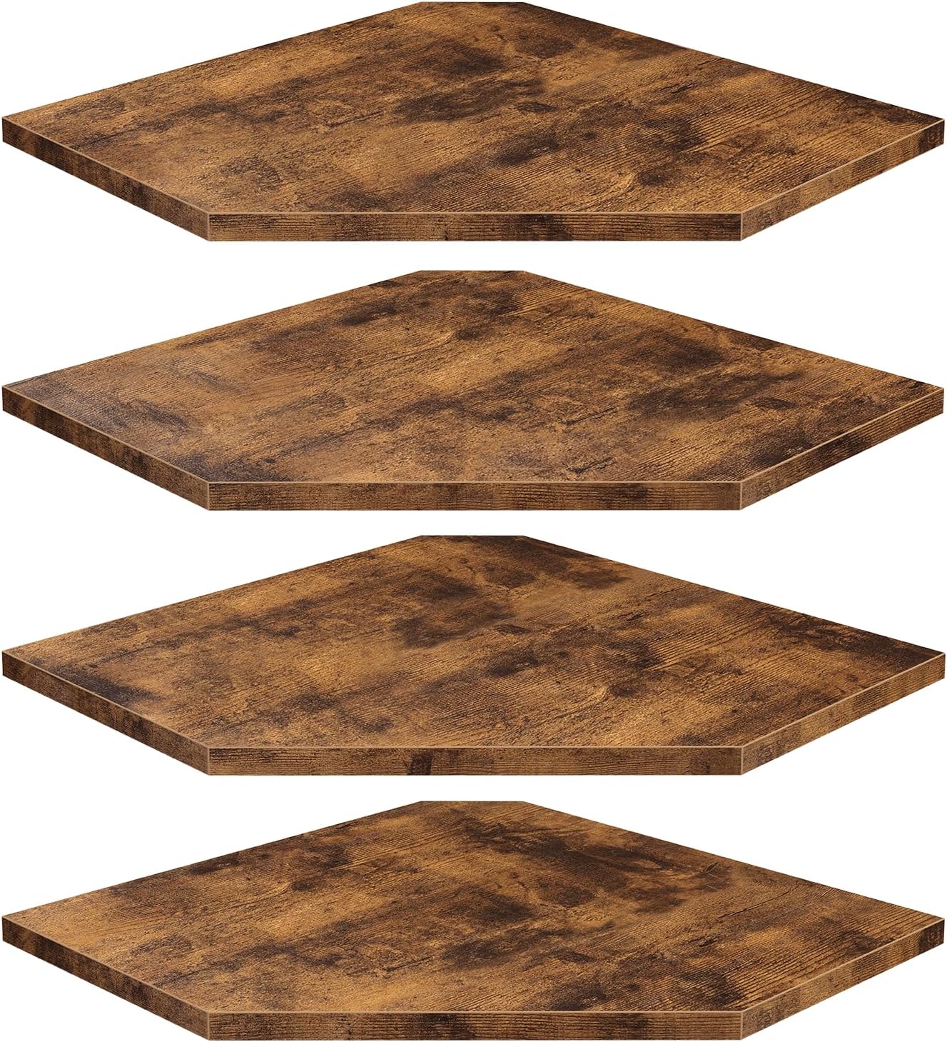 Homode Corner Shelf Wall Mount, Set of 4 Floating Corner Shelves with Cord Hole for Cable Box, Wood Corner Hanging Shelves for Bathroom Bedroom Kitchen, Rustic Brown