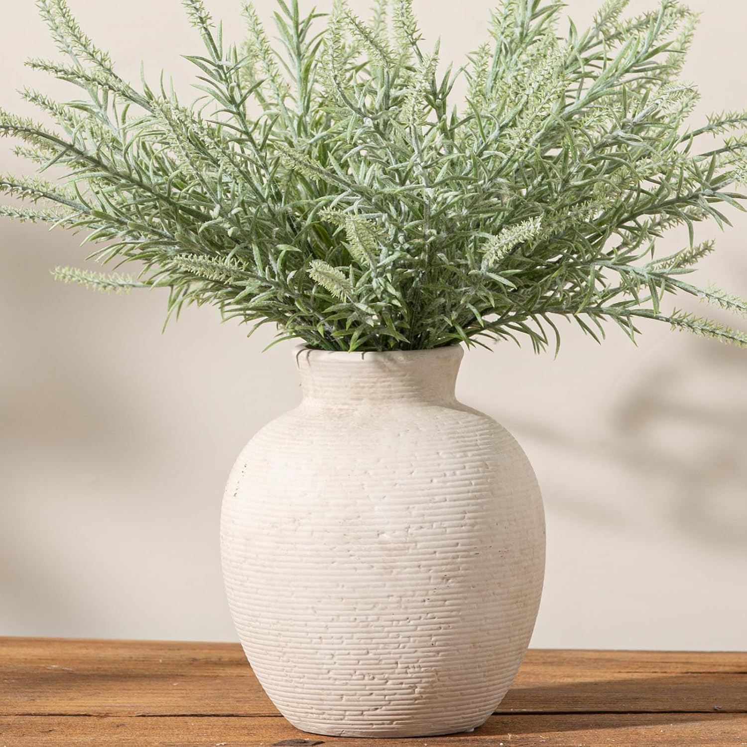Vanselia Ceramic Flower Vase Home Decor – Farmhouse Table Vases Rustic Vintage Living Room Kitchen Bedroom Decorations for House Book Shelf Office Coffee Desk Dining Fireplace (7.4″ Rustic)