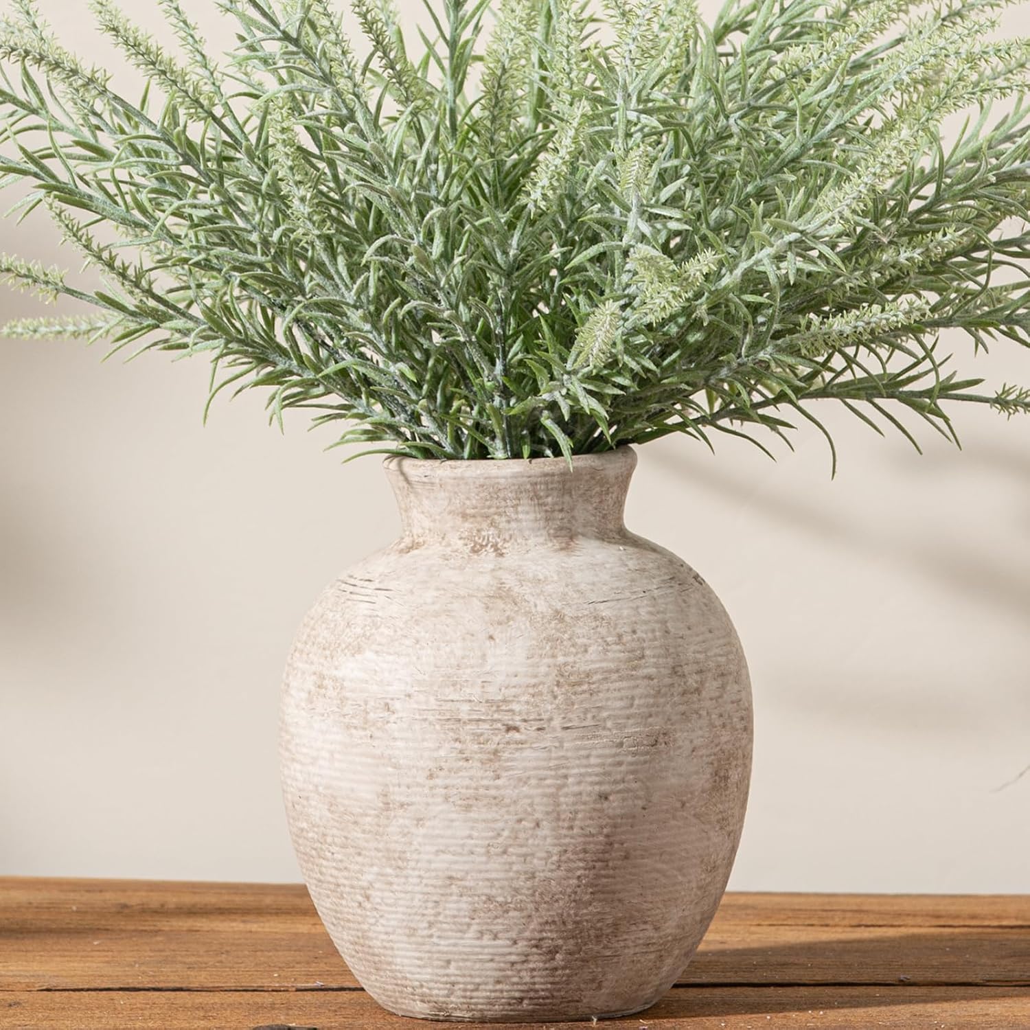 Vanselia Ceramic Flower Vase Home Decor – Farmhouse Table Vases Rustic Vintage Living Room Kitchen Bedroom Decorations for House Book Shelf Office Coffee Desk Dining Fireplace (7.4″ Retro)