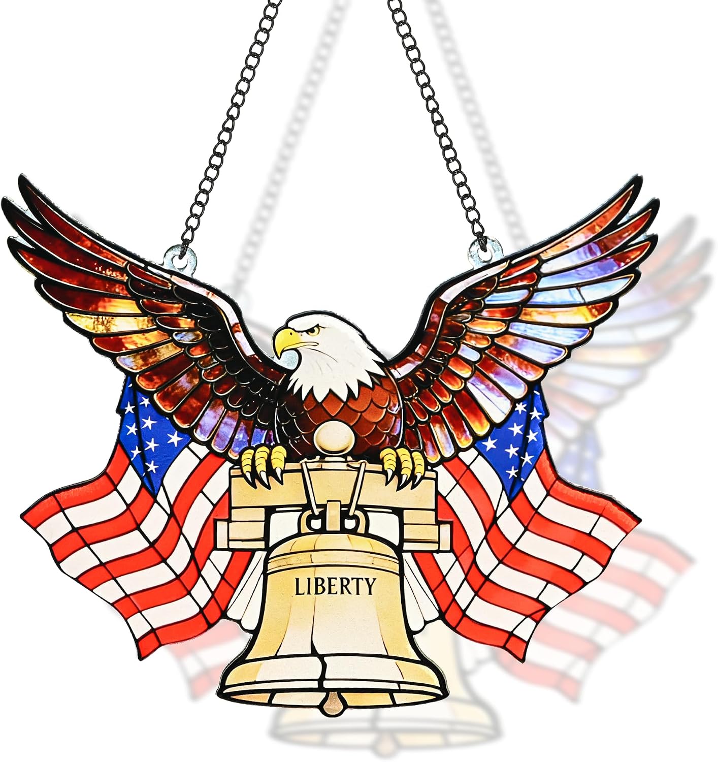 American Bald Eagle USA 250th Decor 4th of July | 7.8 Inch Stained Glass Window Hanging Suncatcher American 250th Anniversary Decorations