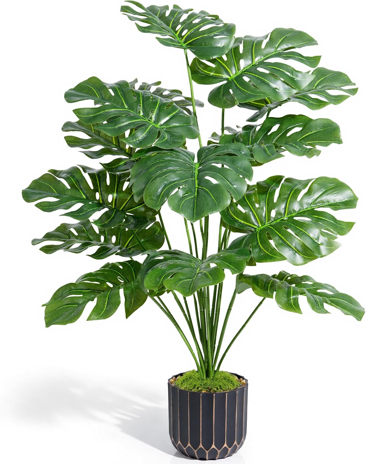 florisso 28″ Fake Plants Artificial Monstera Plant Tall Faux Plants | Indoor Outdoor Tree, Fade-Resistant, Zero Maintenance, Premium Durable for Living Room Bedroom Home House Decoration