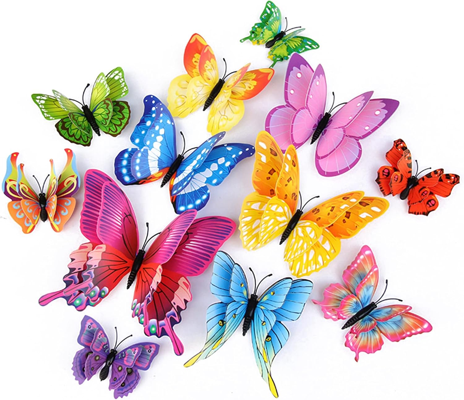 OPSEAM 3D Butterfly Wall Decor Butterfly Decorations Stickers with Magnets | 24 PCS Colorful,12 Styles Double Layer Butterfly for Classroom Decoration,Locker Refrigerator, Reusable,Waterproof
