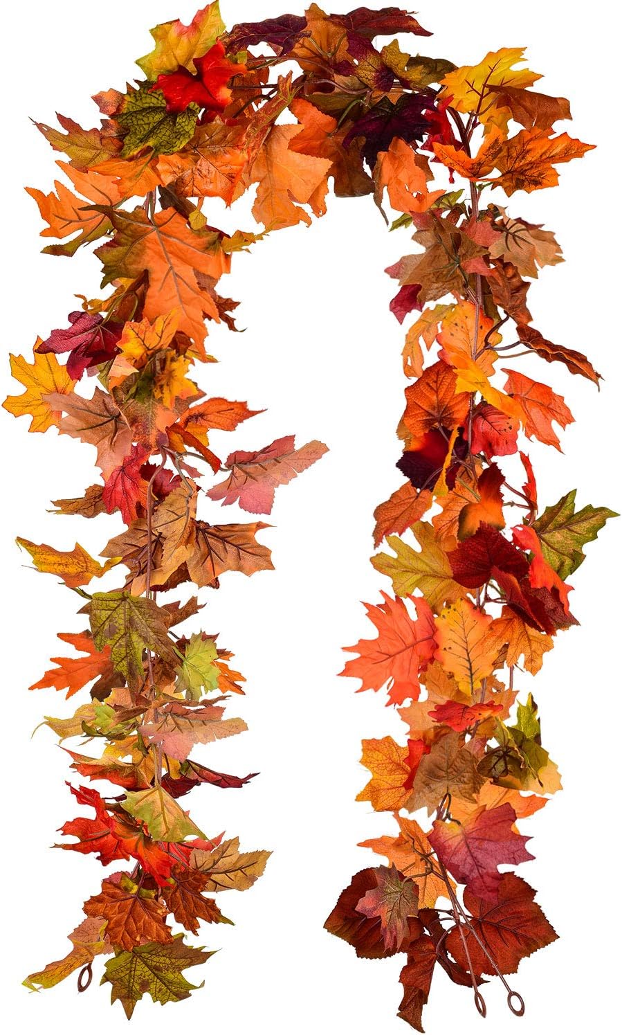 Lvydec 2 Pack Fall Maple Garland – 5.9ft/Piece Artificial Fall Foliage Garland Colorful Autumn Decor for Home Wedding Party (Mixed Color)