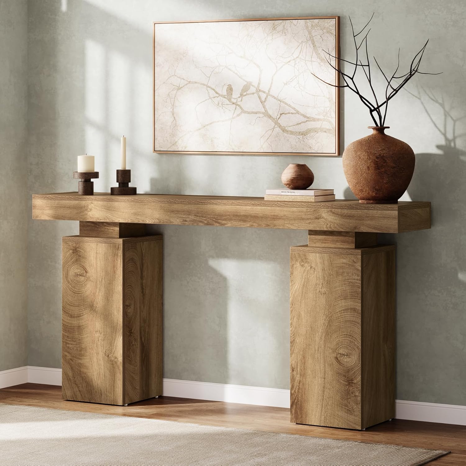 Tribesigns 63-Inch Long Console Table, Farmhouse Entryway Table Behind Couch, Wooden Foyer Stand Entry Station, Modern Hallway Accent Furniture for Living Room Decor, Entrance