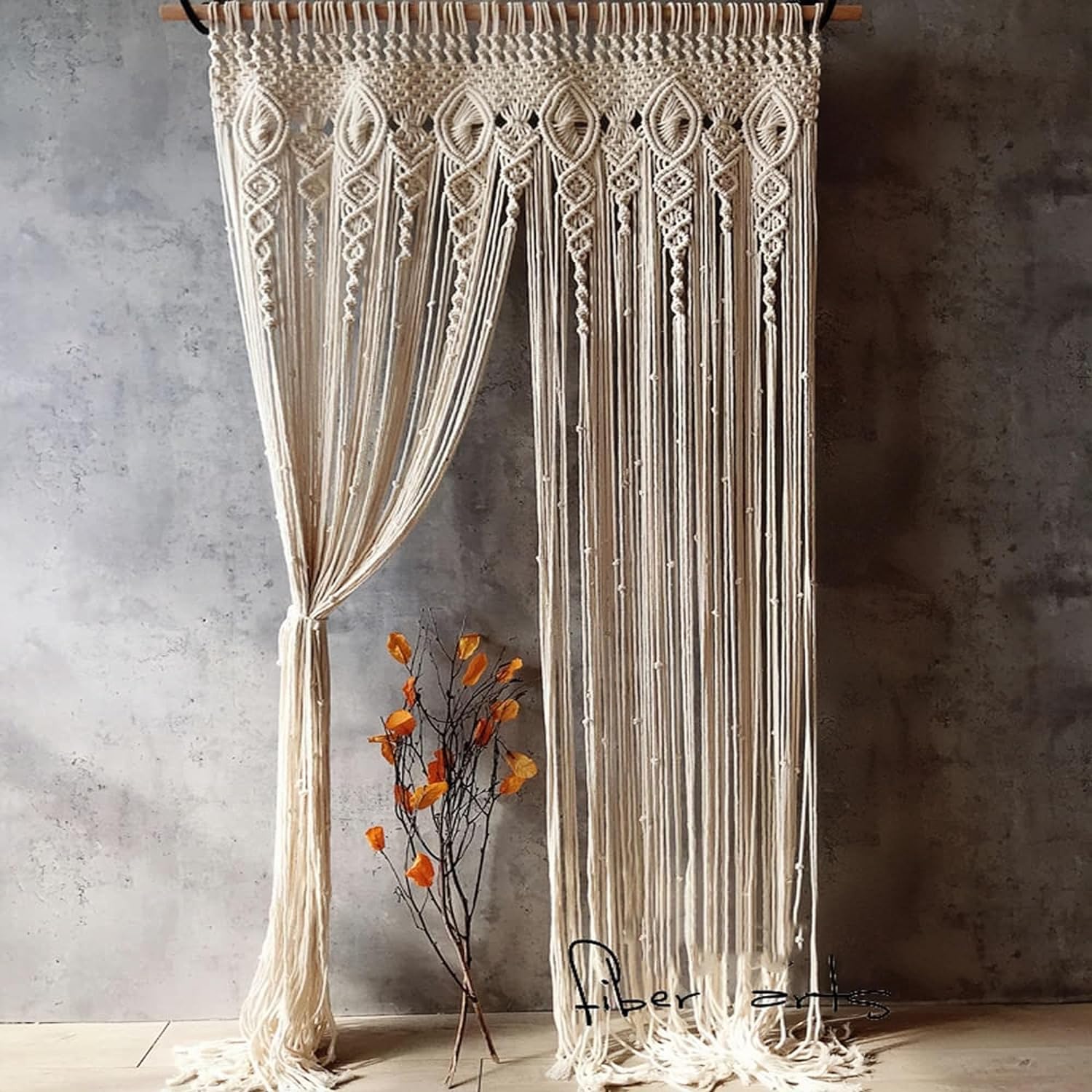 Boho Macrame Curtain for Wall Decor, Macrame Wall Hanging 40″X80″ | Handmade, 100% Cotton, Bohemian style, Fits Windows Decoration, Arch Closet, Room Divider, Boho Wall Decor, Wedding Backdrop