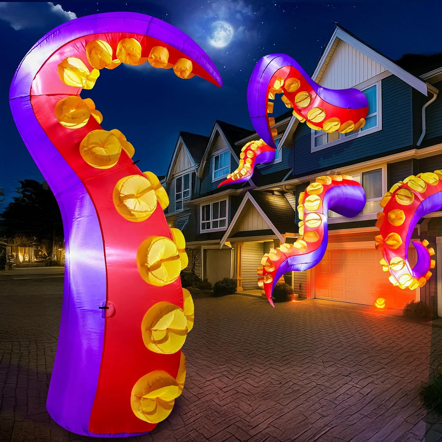 Max Fun 1pc Halloween Inflatables Decoration Inflatable Octopus Tentacles Outdoors Decorations with LED Lights Built-in Blow Up Yard Decoration for Outdoor Garden Lawn (Tentacles – B)