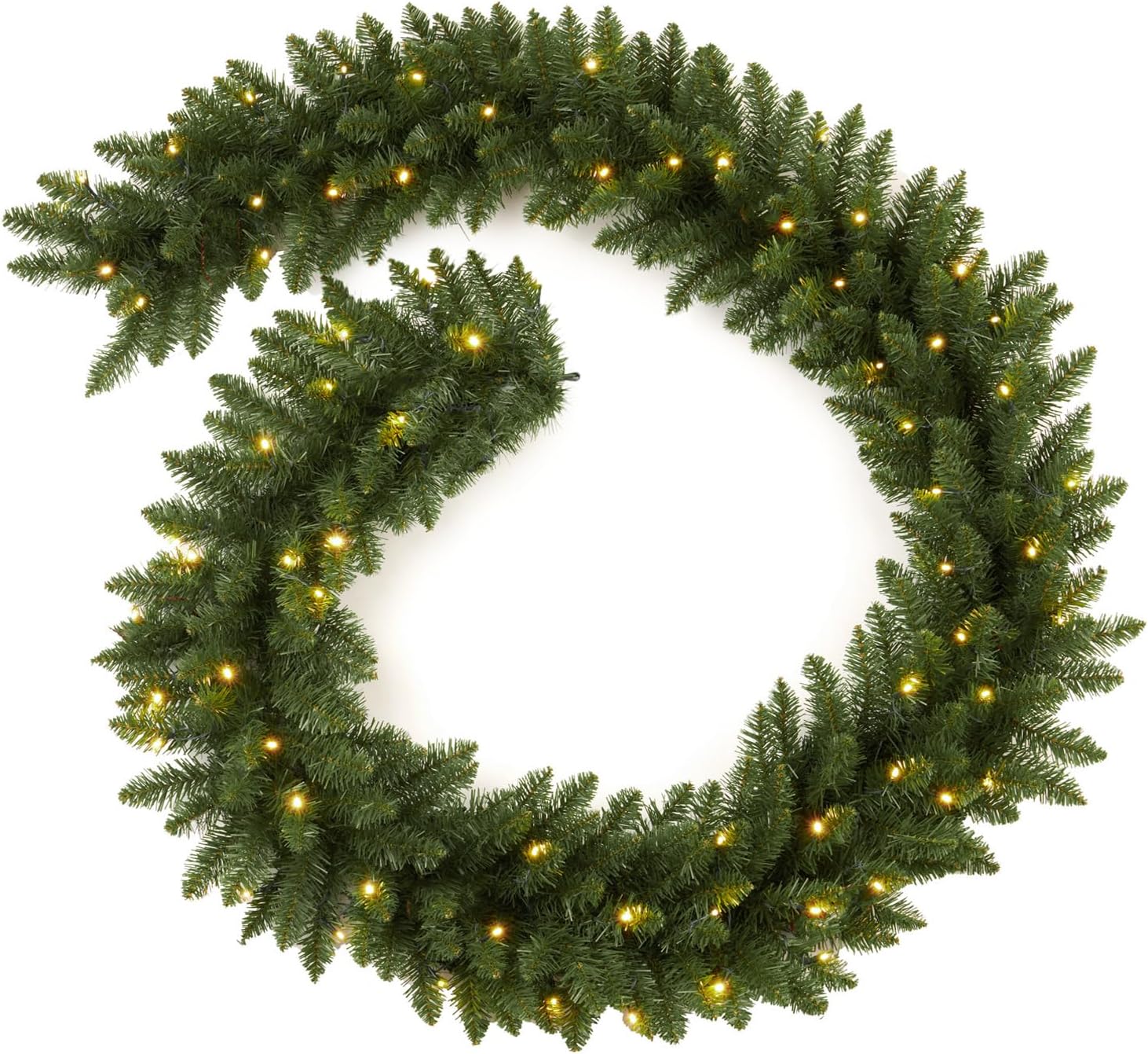 9 FT Pre-lit Christmas Garland Holiday Artificial 50 Led Light for Stairs Wall Door Indoor Outdoor Garland with Battery Operated Timer, for Home Decorations Fireplaces