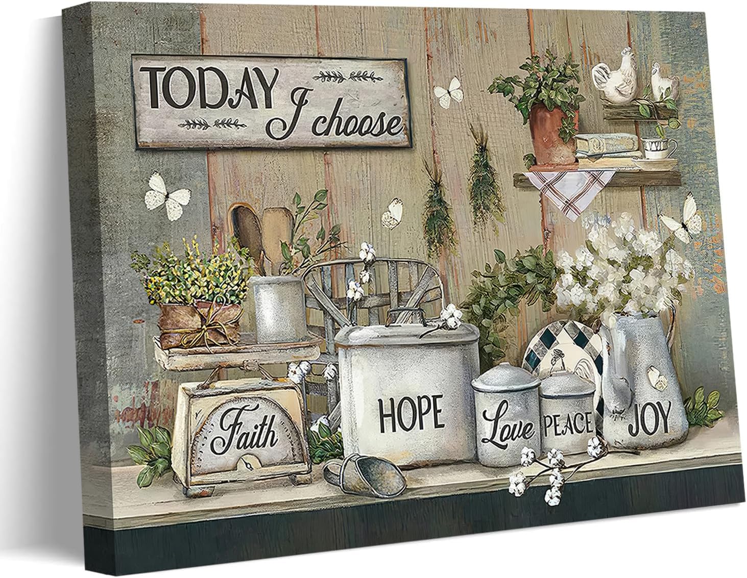 Rustic Kitchen Canvas Wall Art Vintage Farmhouse Wall Decor Picture Still Life Kitchen Poster Dining Room Print Farm Positive Inspirational Painting Artwork for Living Room Home Decoration ,12x16in