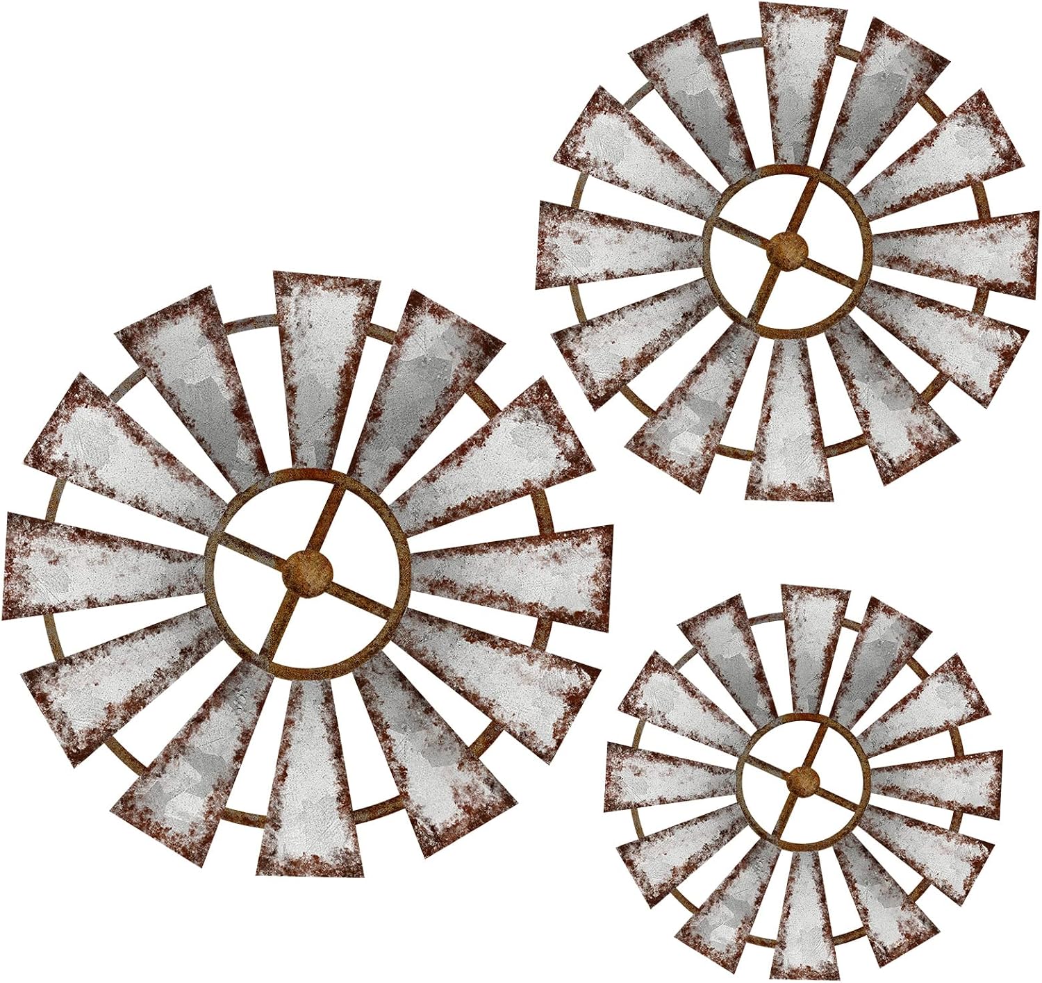 Yookeer 3 Pcs Wood Windmill Wall Decor Farmhouse Hanging Decoration Wooden Windmill Kitchen Decor Rustic Decor Living Room Sculpture Art for Bedroom Nursery Home Decor(Farmhouse)