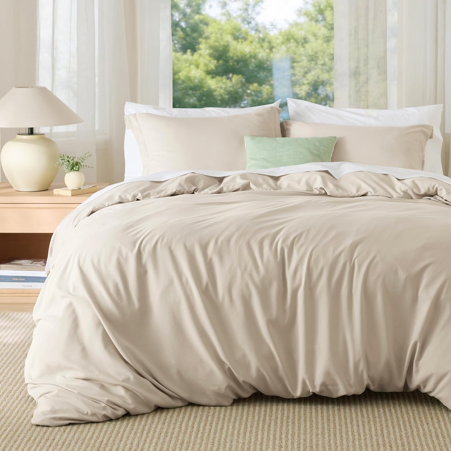 Bedsure Duvet Cover King Size, Soft Double Brushed Bedding Set, 3Pcs, Beige | For Kids & Adults, 104″x90″ Comforter Cover, Hotel Luxury, All Season, Breathable, Easy Care, Lightweight, Zipper Closure