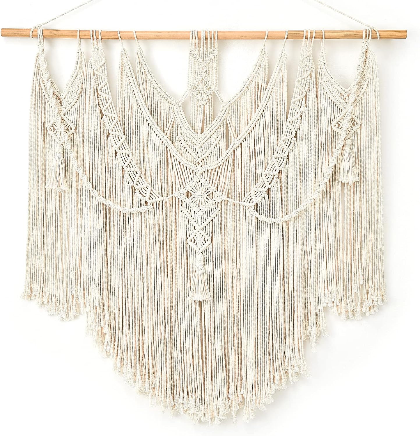 Mkono Macrame Wall Hanging Boho Home Decor Chic Woven Decoration for Bedroom Living Room Apartment Dorm Gallery Perfect Handmade Christmas Gift Ideas, 1 Pack, Large Size, 36″x35″