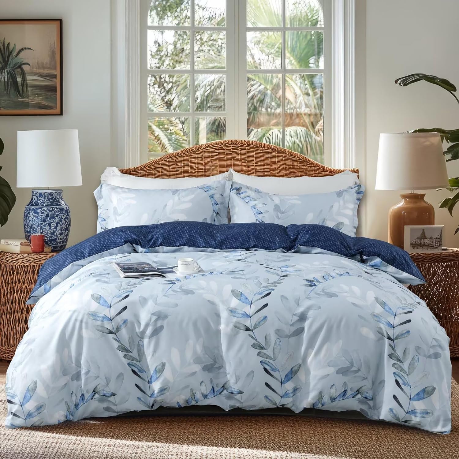 OAITE Duvet Cover Set Prewashed Cotton-Like Polyester King | Soft Wrinkle Texture,Like-Cotton Feel,Hidden Zipper,Breathable Lightweight Durable,2 Pillow Shams,1 Duvet Cover