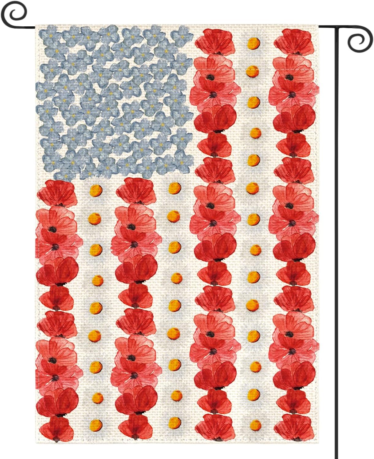 AVOIN colorlife Patriotic Memorial Day American Garden Flag 12×18 Inch | Double Sided, Weather & Fade Resistant, Yard Outdoor Decoration, Featuring Myosotis Poppy design, 4th of July