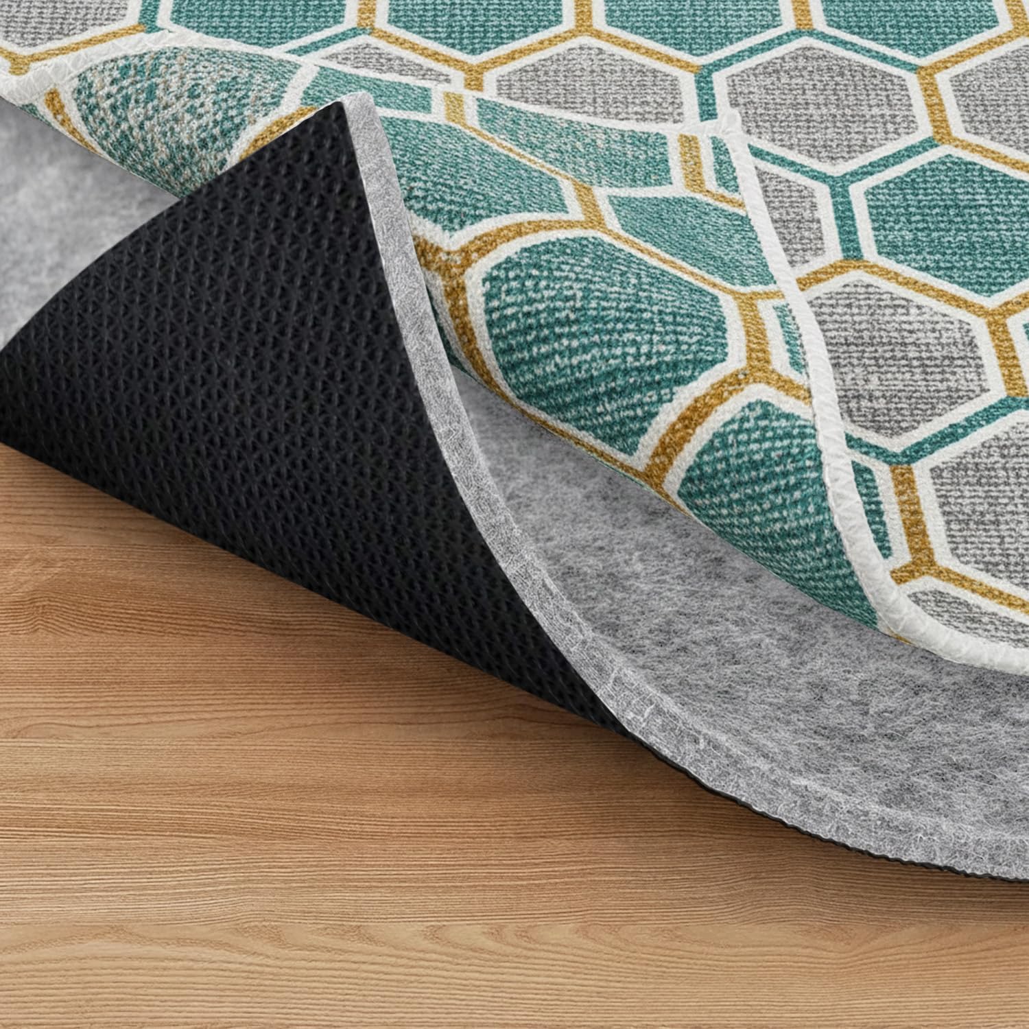 Non Slip Rug Pad 3×5 Feet, 4/25″ Thick Felt Cushioned Rubber Gripper Pad for Hardwood, Laminate, Stone, Tile, Wood, Vinyl Floors & Carpet, Anti Skid Under Area Rug Pads