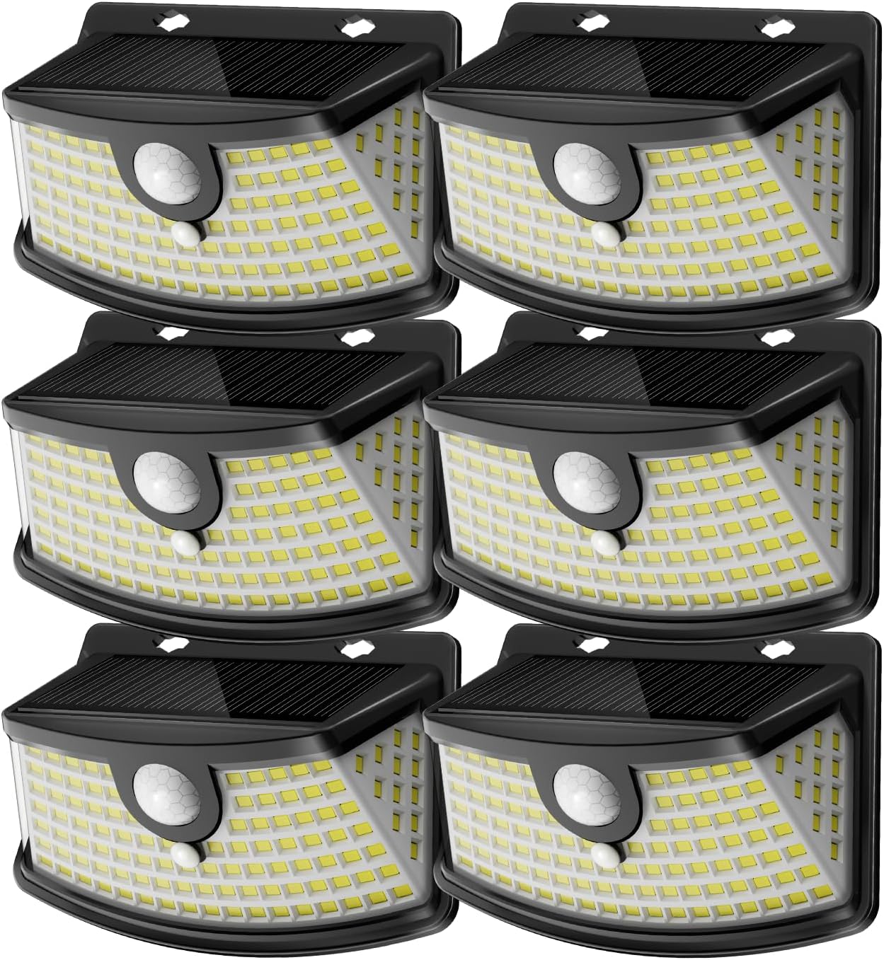 Aootek Solar Motion Sensor Lights Outdoor 120 LEDs, Black, 6 Pack | Lights Reflector, 270° Wide Angle, IP65 Waterproof, Step Lights For Front Door, Yard, Garage, Deck