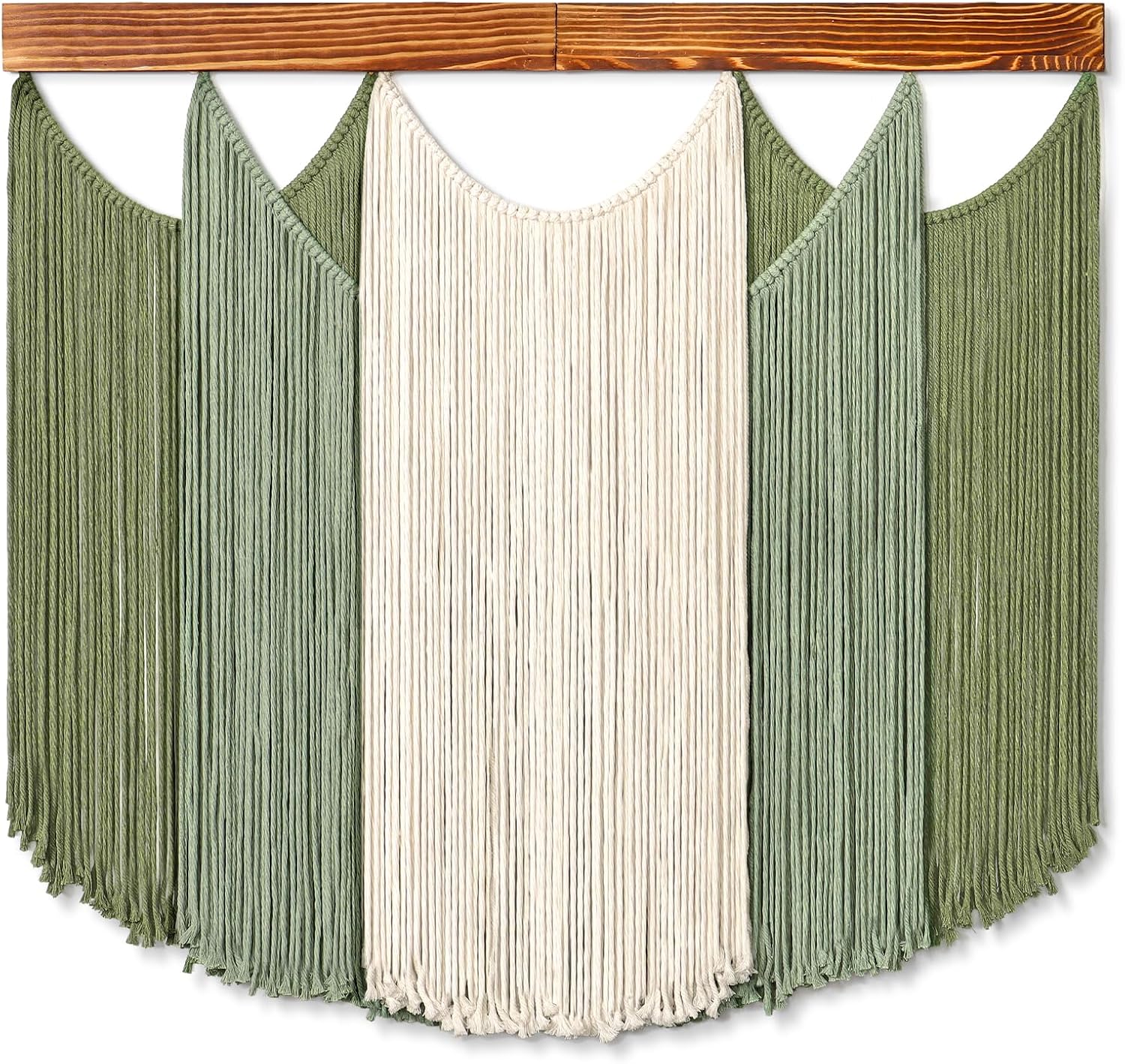 Dremisland Macrame Wall Hanging Dip-Dyed Large Boho Wall Decor Yarn Tapestry Handmade Sage Green Woven Tapestry Wall Art Decorations for Bedroom Living Room Nursery Apartment 31.5″x29.5″