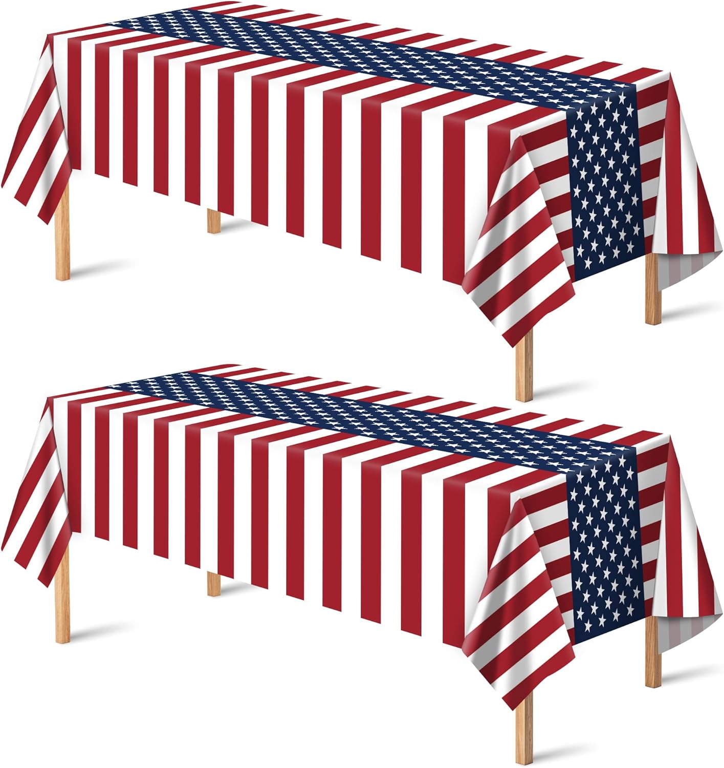 OHOME 4th of July Decorations – Patriotic American Flag Plastic Tablecloth for 250th Anniversary | Fourth of July Accessories Memorial Day Decor for Home Outdoor Outside Party Favors,54″x108″,2 Pack