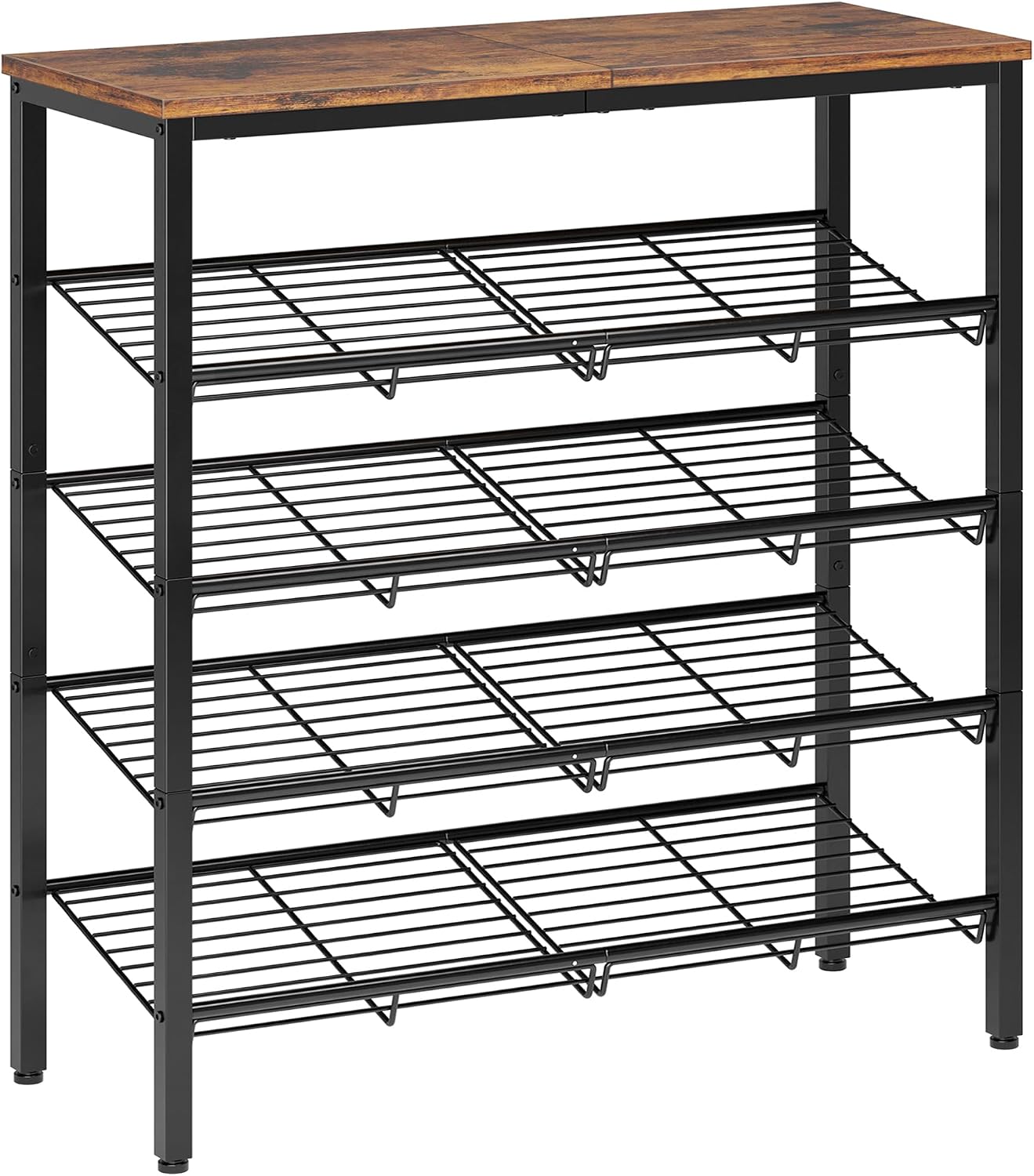 Nunsino Shoe Rack for Closet,5 Tier Shoe Organizer for Entryway,Shoe Shelf with Storage Shelves and Spacious Top,Max Holds 20 of Shoes,Rustic Brown