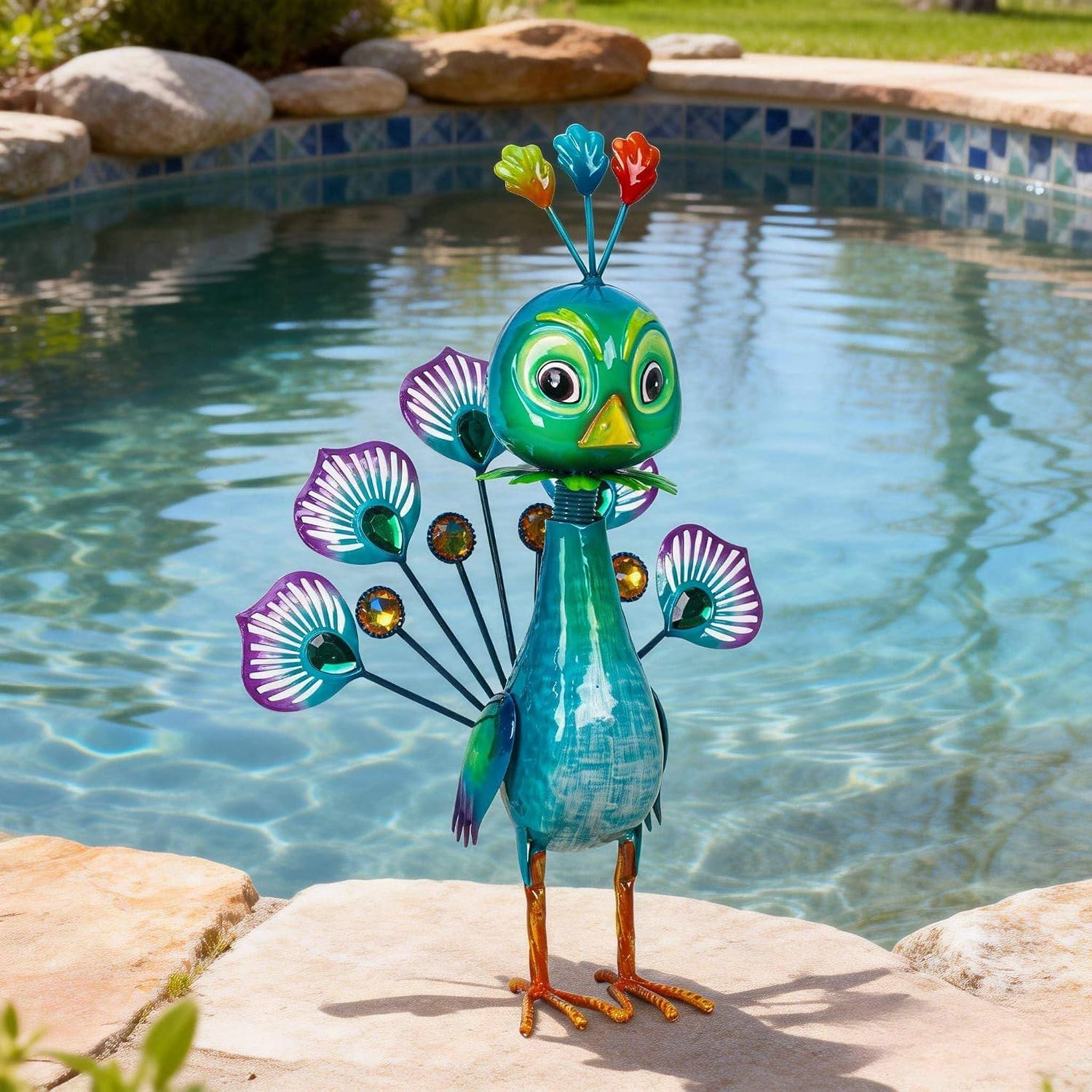Natelf Metal Peacock Statue Outdoor Garden Yard Patio Decor Gift for Women | Indoor Home Decor Lawn Sculpture Mom Grandma Mother’s Day Birthday
