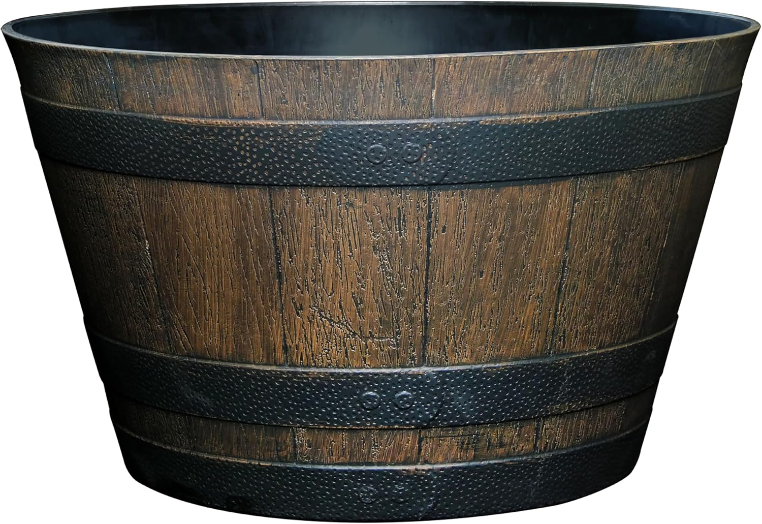 Whiskey Barrel Planters, Wood Finish Flower Planter Pot, Stylish Indoor & Outdoor Resin Garden Pots, Weather-Resistant Planting Pot (20.5″ Kentucky Walnut, 1- Pack) | Wood Finish Flower Plant Pots, Indoor & Outdoor Planter, Weather-Resistant, Great for Patio, Home & Garden Decor Accent