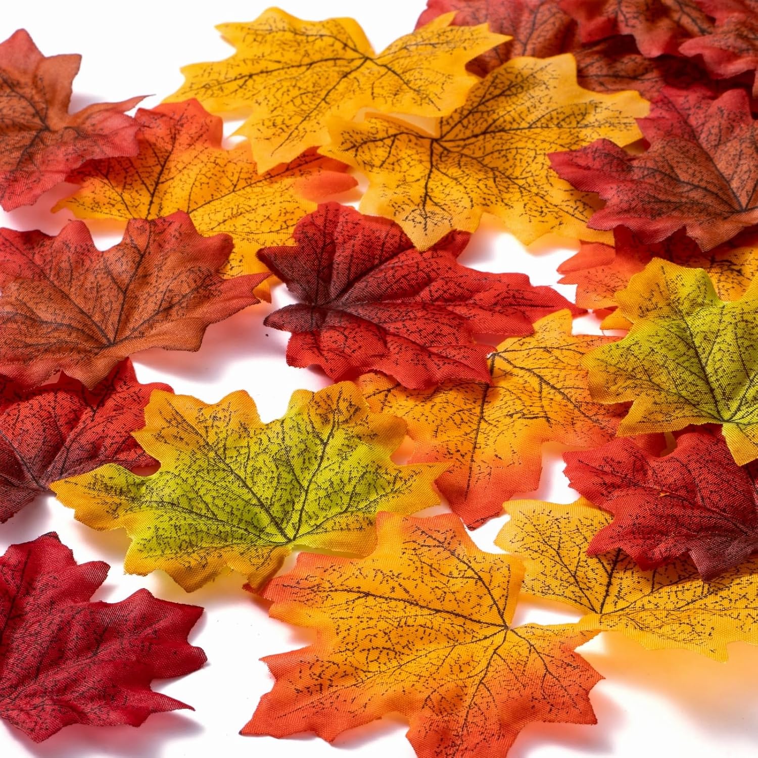 Jiesky 360 Pcs 8cm/3.1inch Artificial Maple Leaves 6 Colors Fall Leaves Thanksgiving Day Autumn Leaf Decorations Wedding Parties Props Party Table Decor Crafts Artificial Flowers 2024