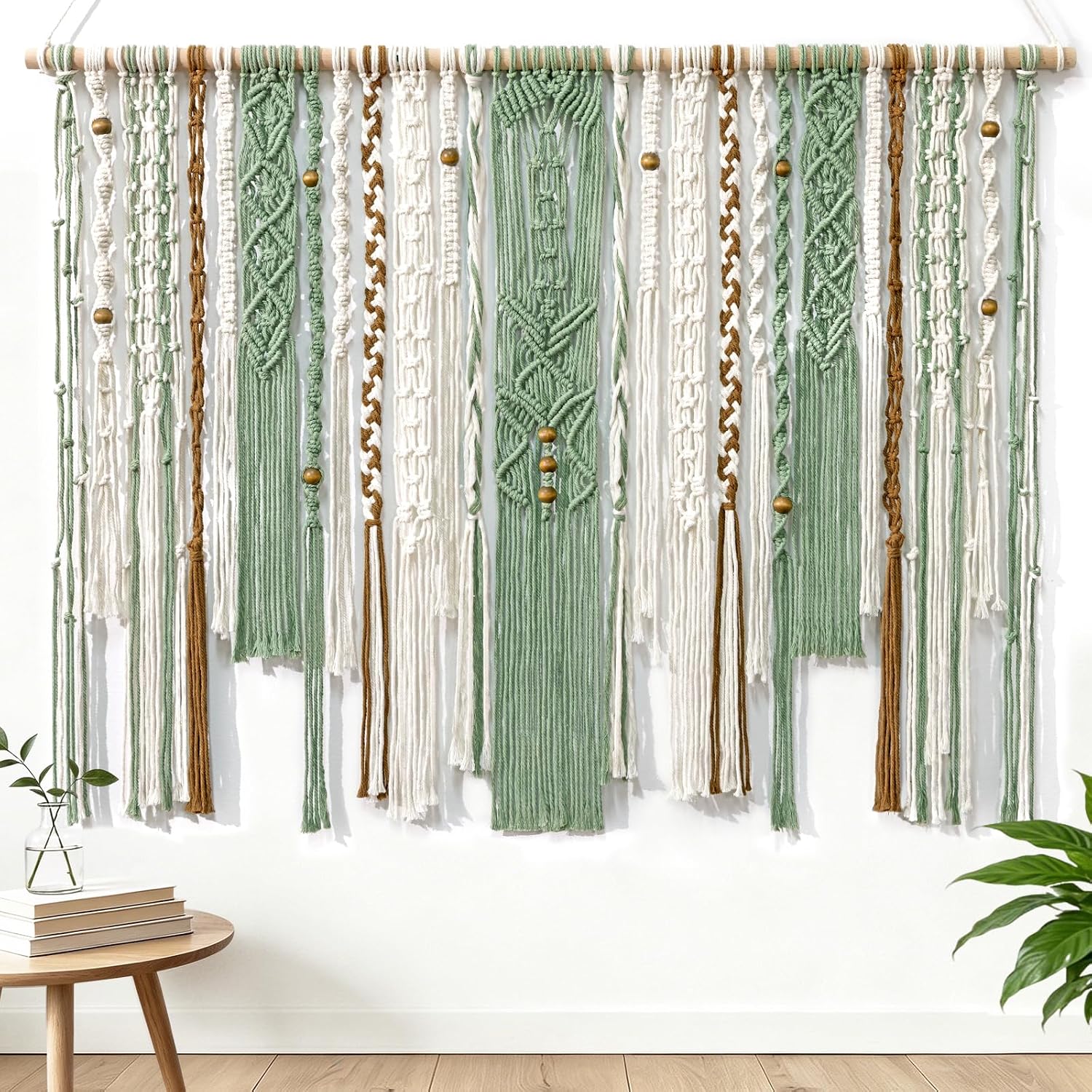 MEIVINES Macrame Wall Hanging Large Wall Art Handmade Woven Tapestry Boho Tapestry Macrame Wall Decor Art Home decoration for Living Room Bedroom Apartment Dorm Wedding Party 38″ x 29″