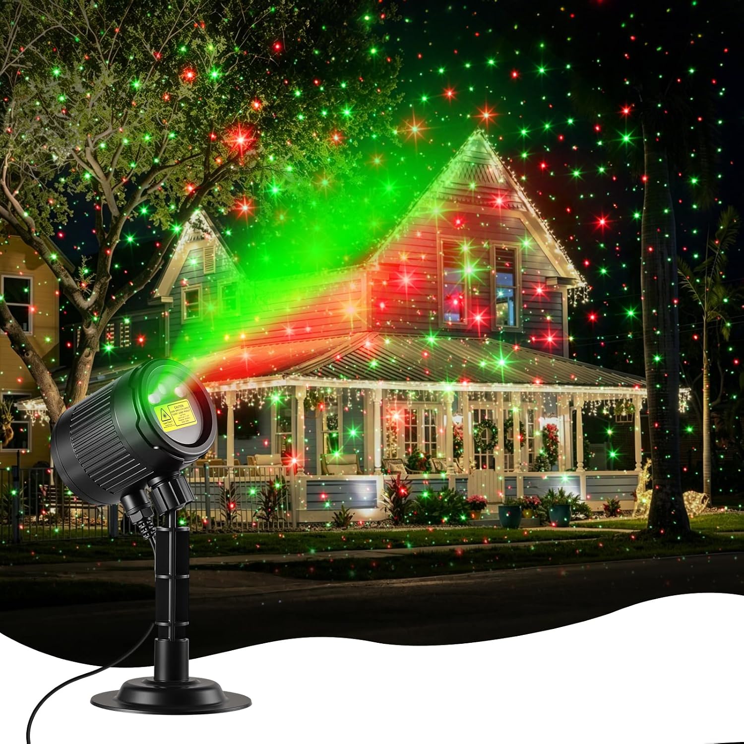 Red Green Laser Projector Lights Outdoor, Waterproof Garden Firely Laser Projector with Remote Control IP65 Weatherproof for Indoor Outdoor Holiday Decoration Home Party Patio Decor