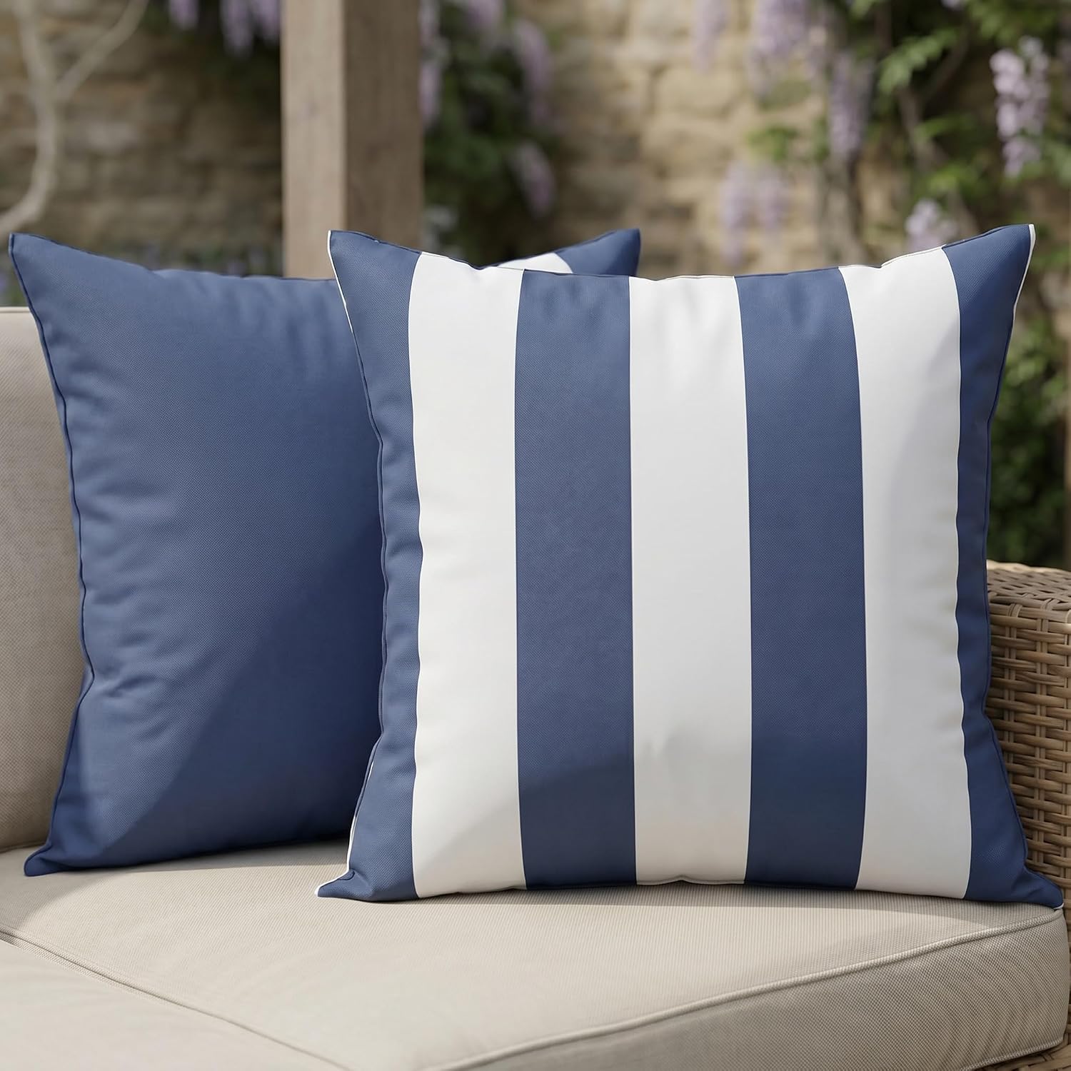 ZICOTO Decorative Outdoor Pillows Set of 2 – Waterproof 18×18 Throw Pillow Covers for Porch and Patio Furniture Decor – Durable Weather Resistant Cushions for Garden, Balcony or Backyard Seating